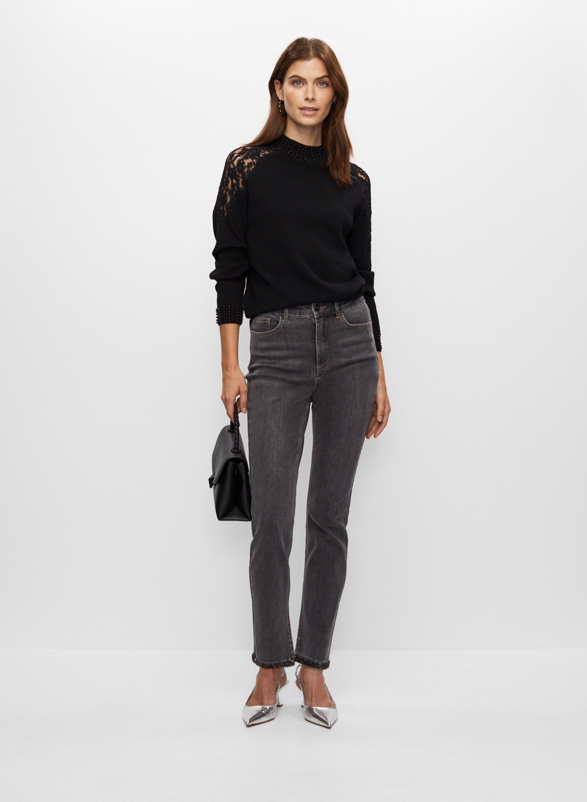 Mesh & Pearl Detail Sweater sold by Melanie Lyne product image thumbnail 3