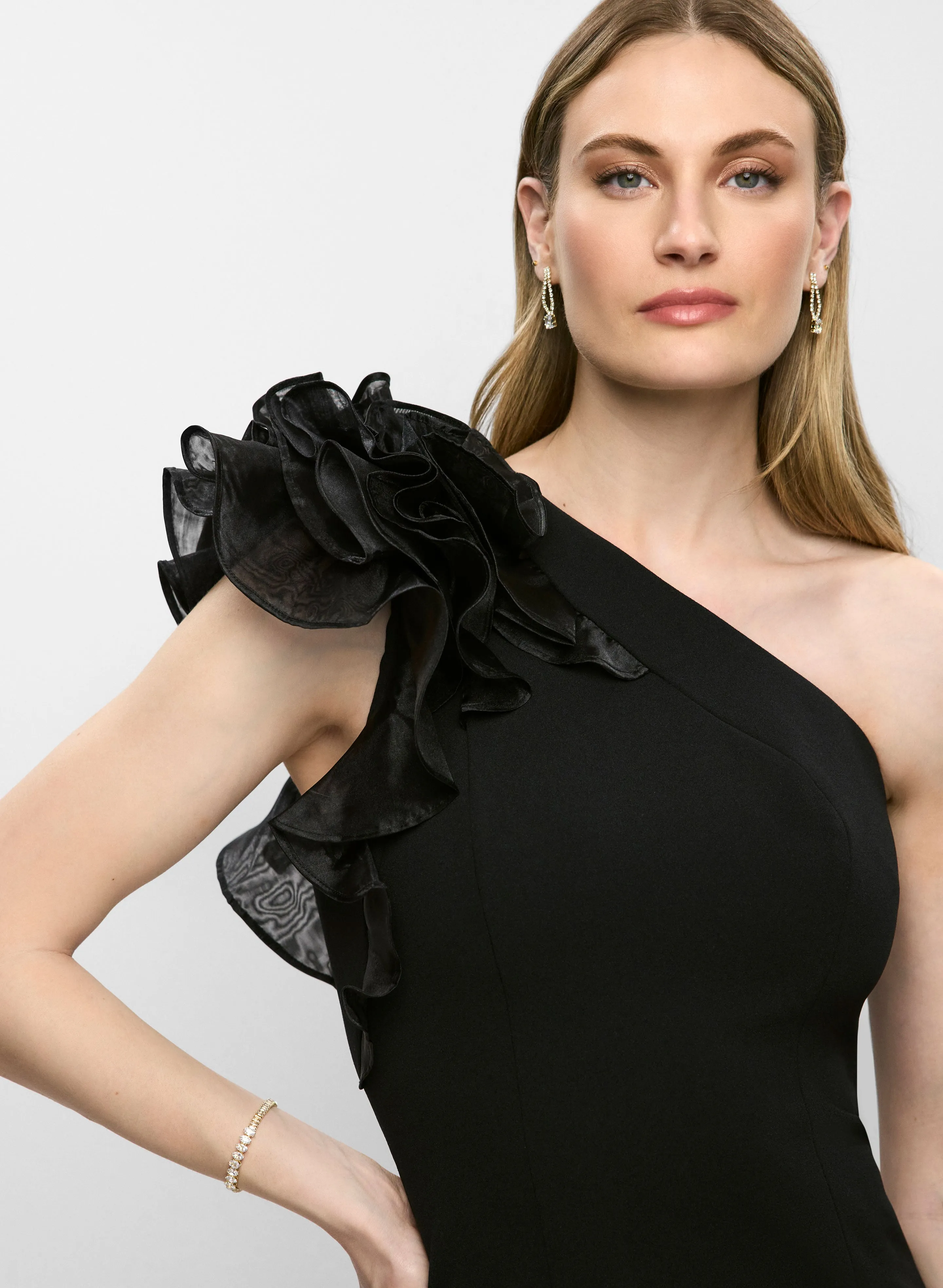 Adrianna Papell - One-Shoulder Rosette Dress sold by Melanie Lyne product image thumbnail 2