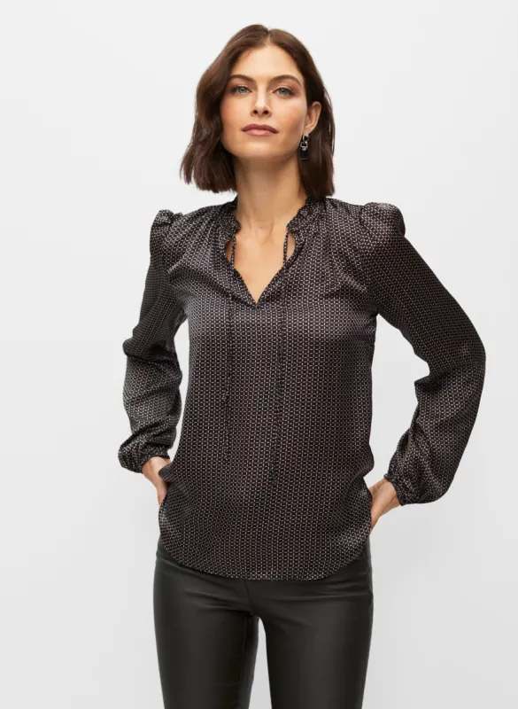 Geometric Print Satin Blouse sold by Melanie Lyne