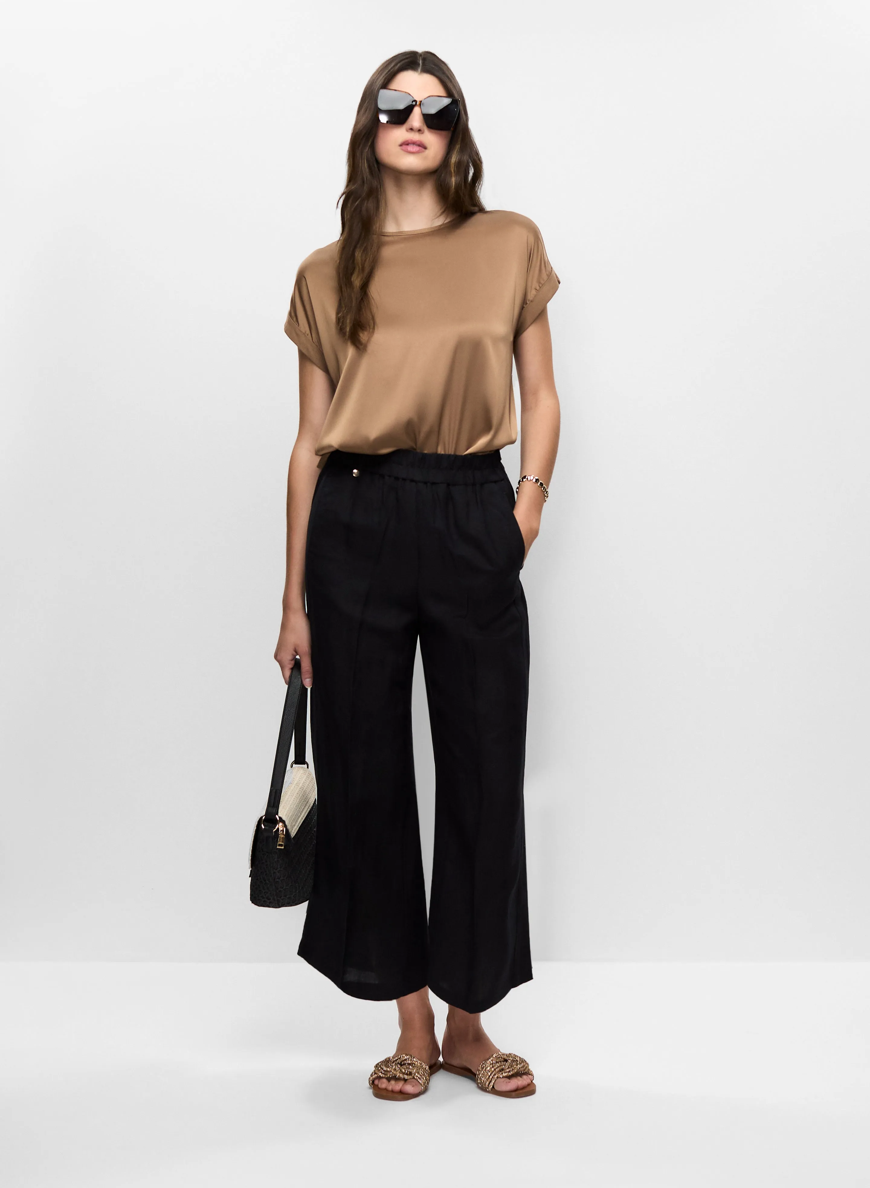 Satin T-Shirt & Linen Culotte Pants sold by Melanie Lyne