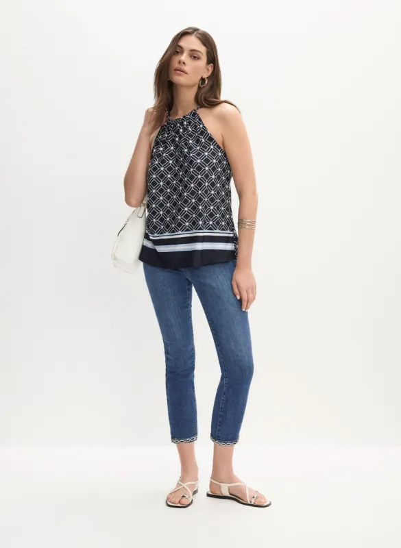 Sleeveless Mixed Print Top & Slim Leg Denim Capris sold by Melanie Lyne