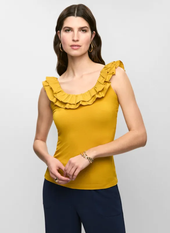 Ruffled Sleeveless Scoop Neck Top sold by Melanie Lyne