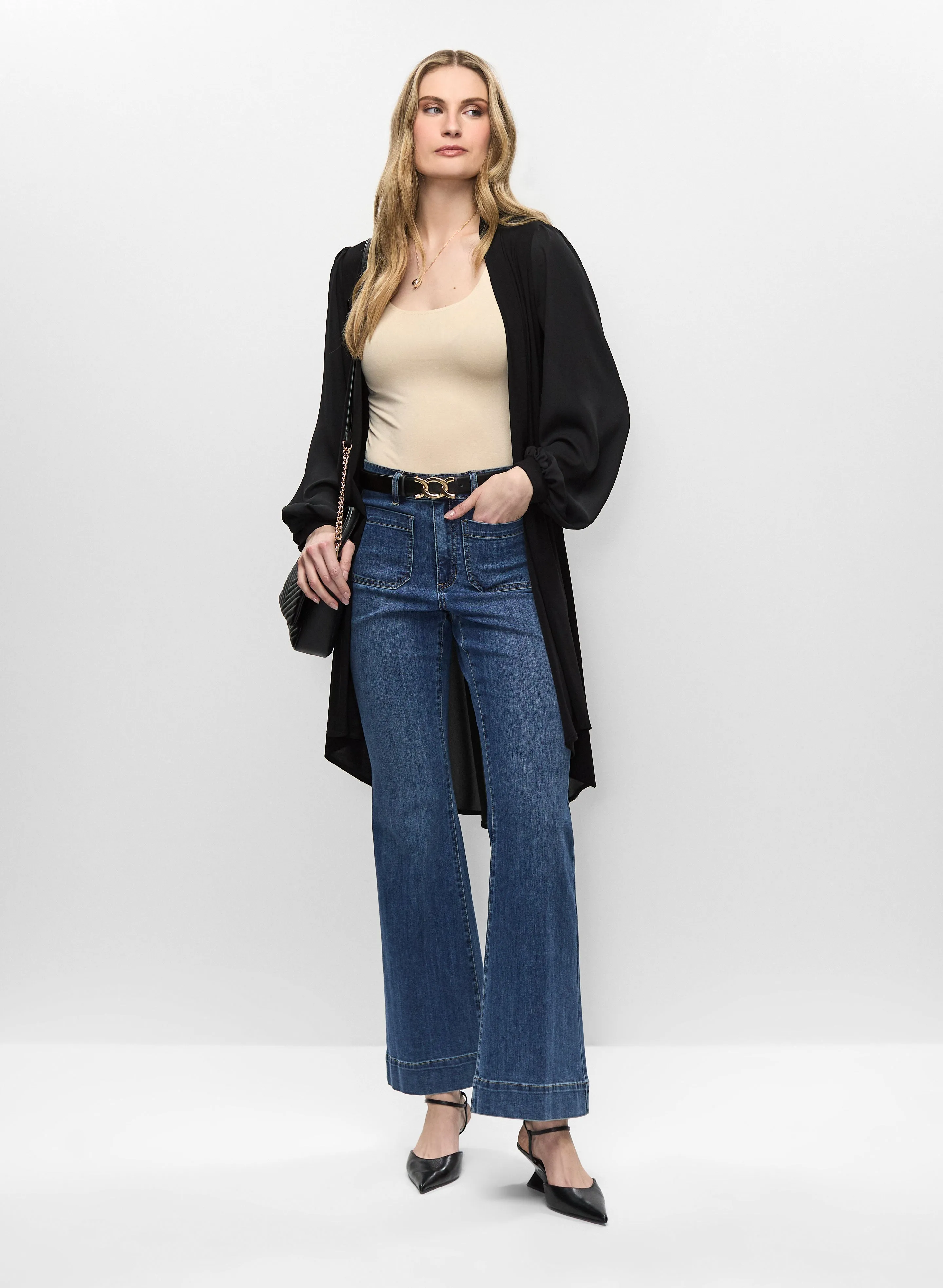 Open Front Top & Flare Leg Jeans sold by Melanie Lyne
