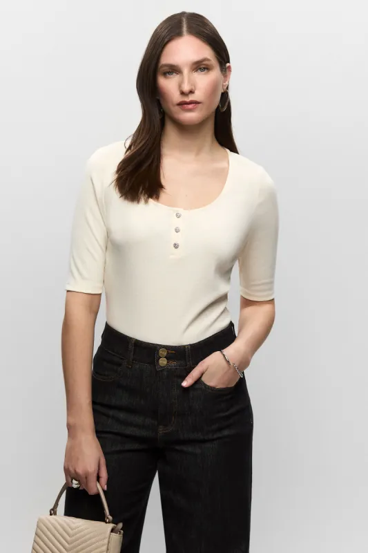 Ribbed Scoop Neck T-Shirt sold by Melanie Lyne