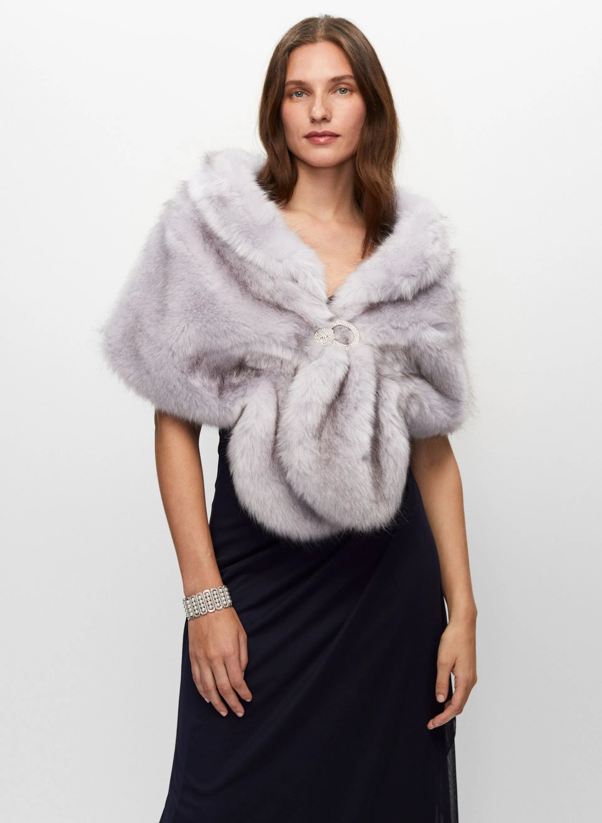 Rhinestone Clip Faux Fur Stole sold by Melanie Lyne