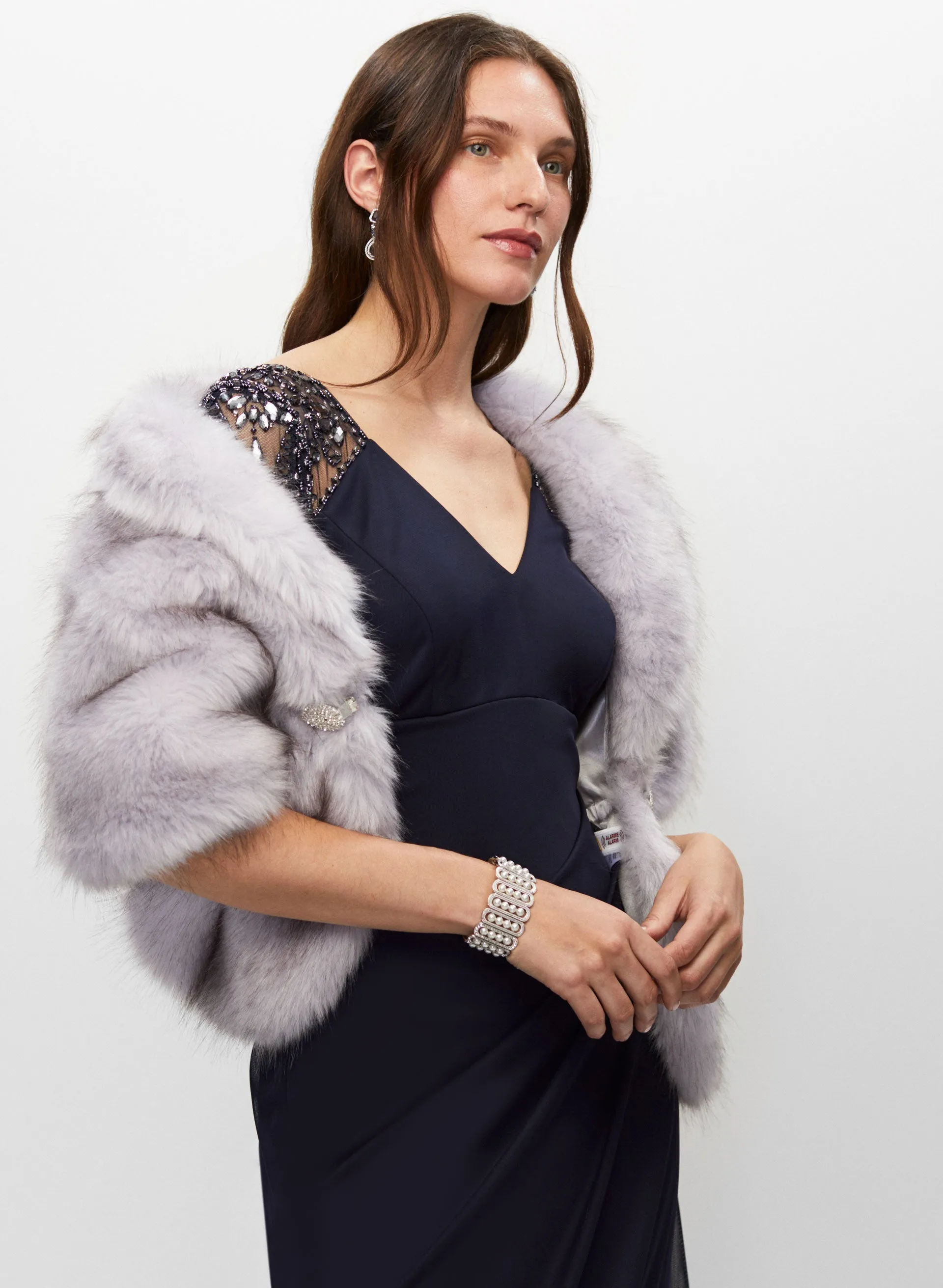 Rhinestone Clip Faux Fur Stole sold by Melanie Lyne product image thumbnail 5