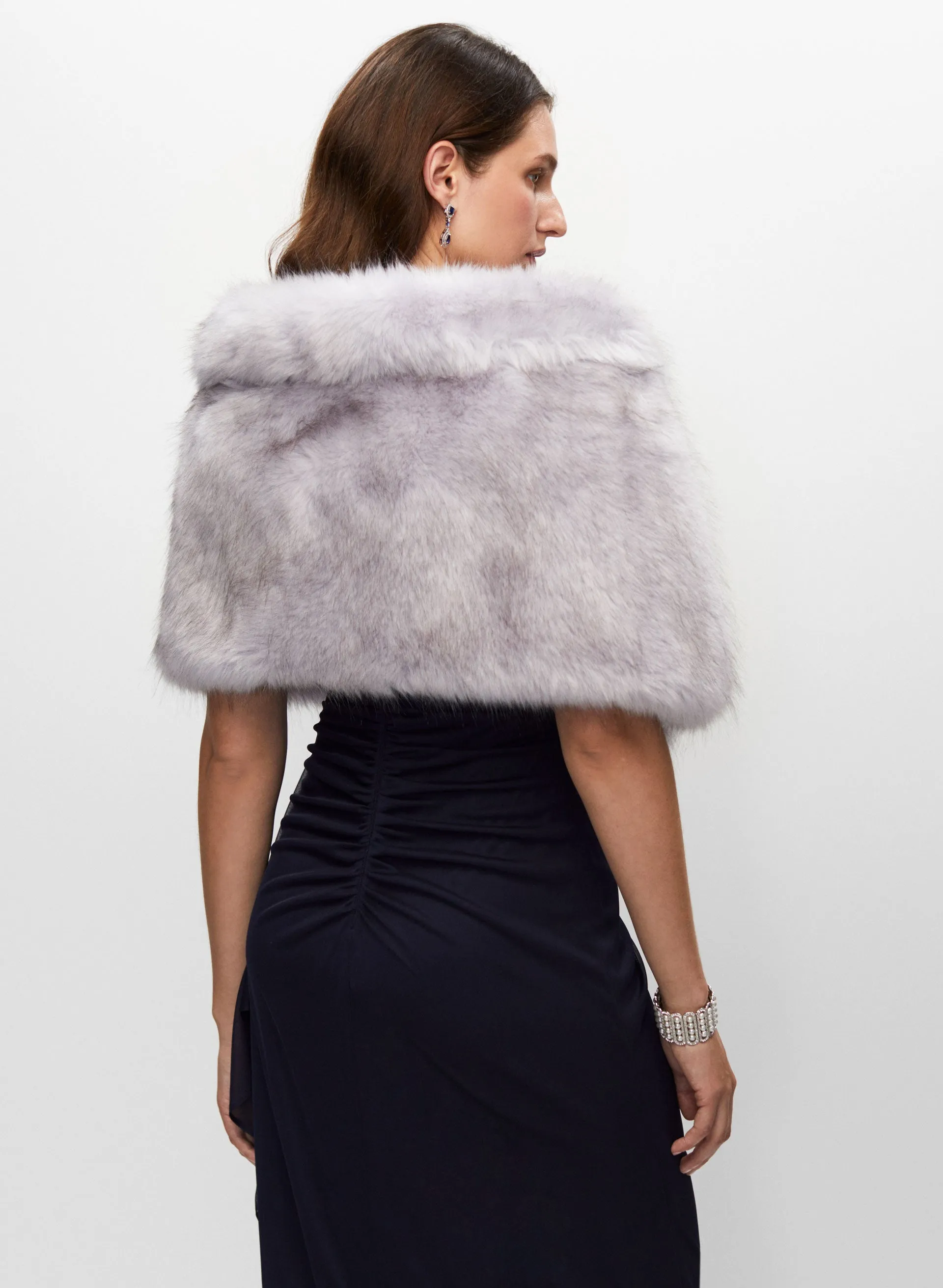Rhinestone Clip Faux Fur Stole sold by Melanie Lyne product image thumbnail 2