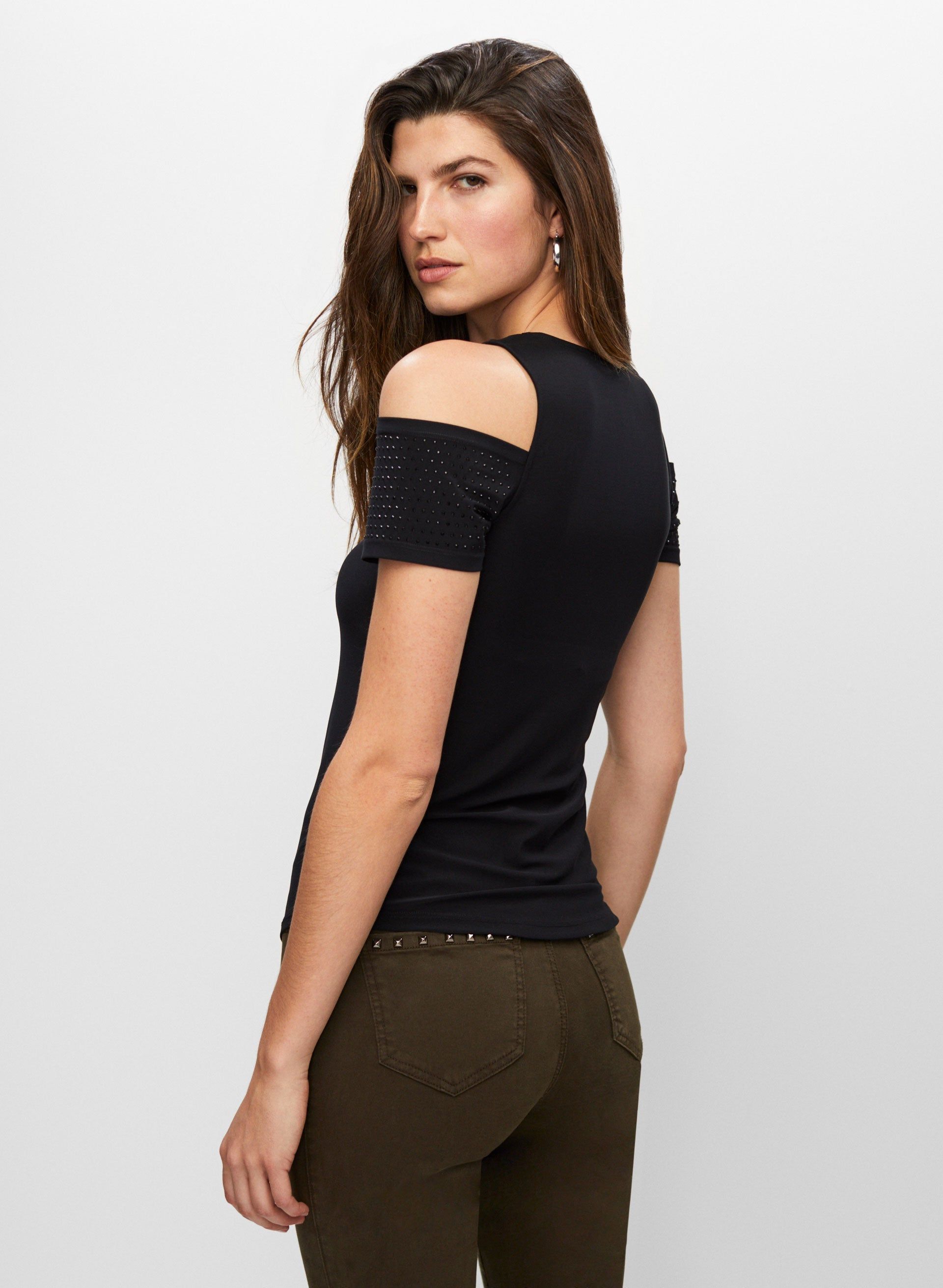 Rhinestone Detail Cold Shoulder Top sold by Melanie Lyne product image thumbnail 2