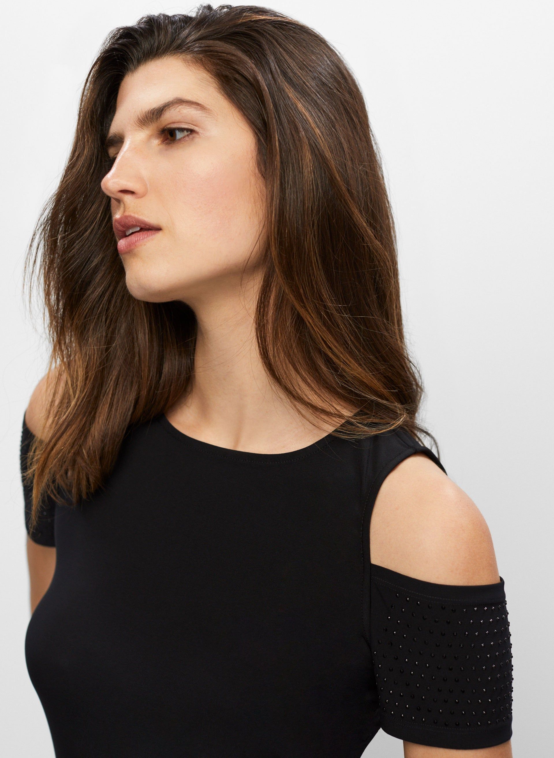 Rhinestone Detail Cold Shoulder Top sold by Melanie Lyne product image thumbnail 3