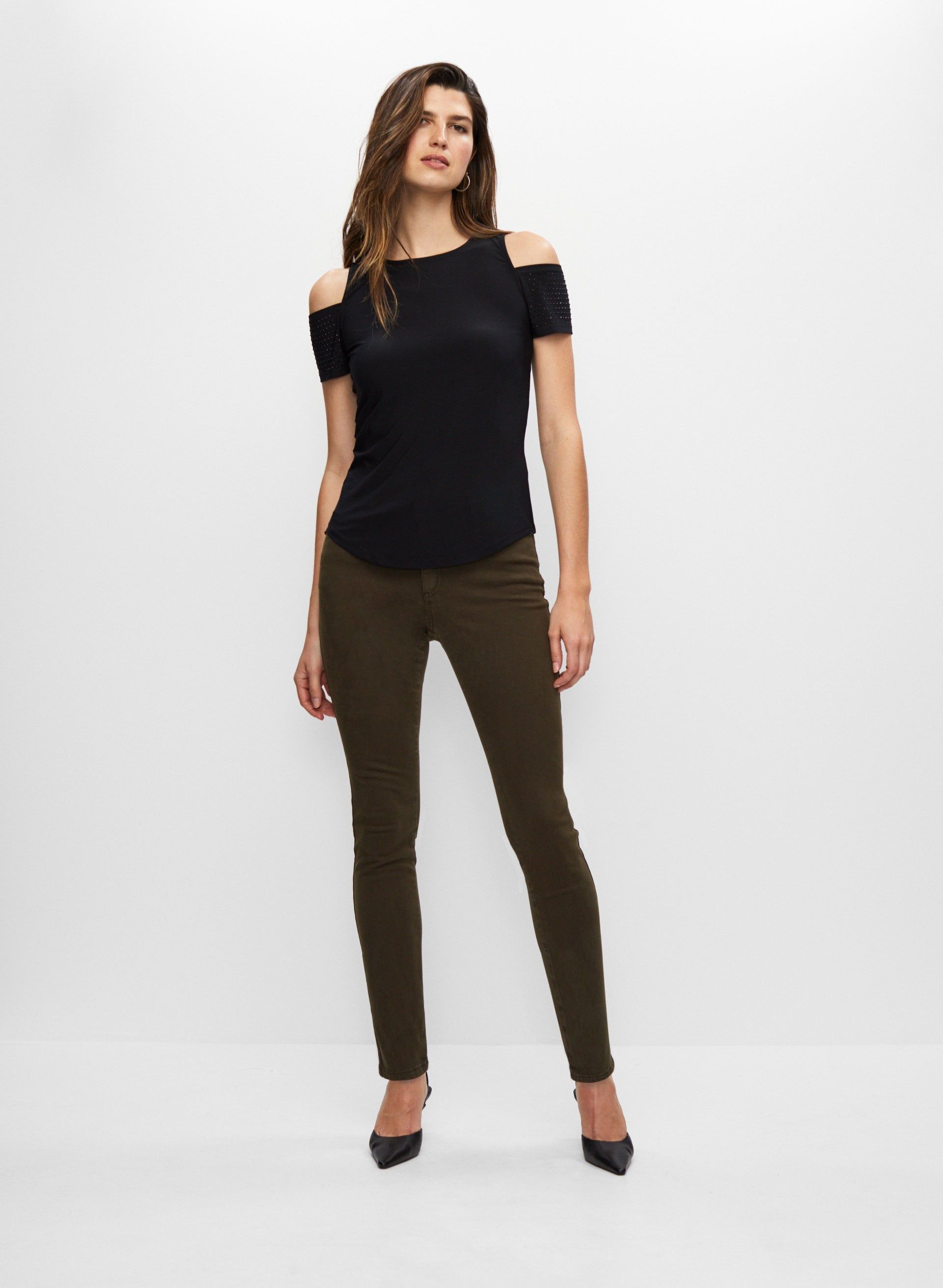 Rhinestone Detail Cold Shoulder Top sold by Melanie Lyne product image thumbnail 4