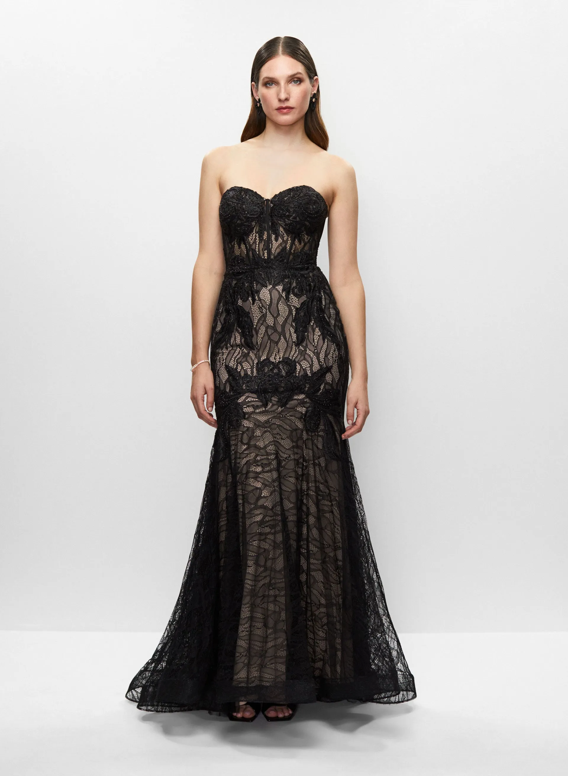 Strapless Lace Bustier Gown sold by Melanie Lyne