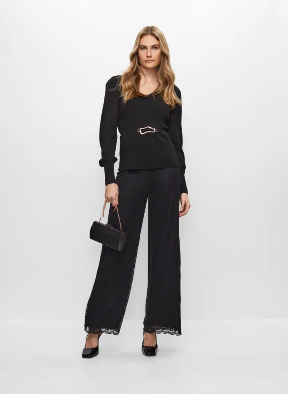 Belted Peplum Top & Lace Pants sold by Melanie Lyne