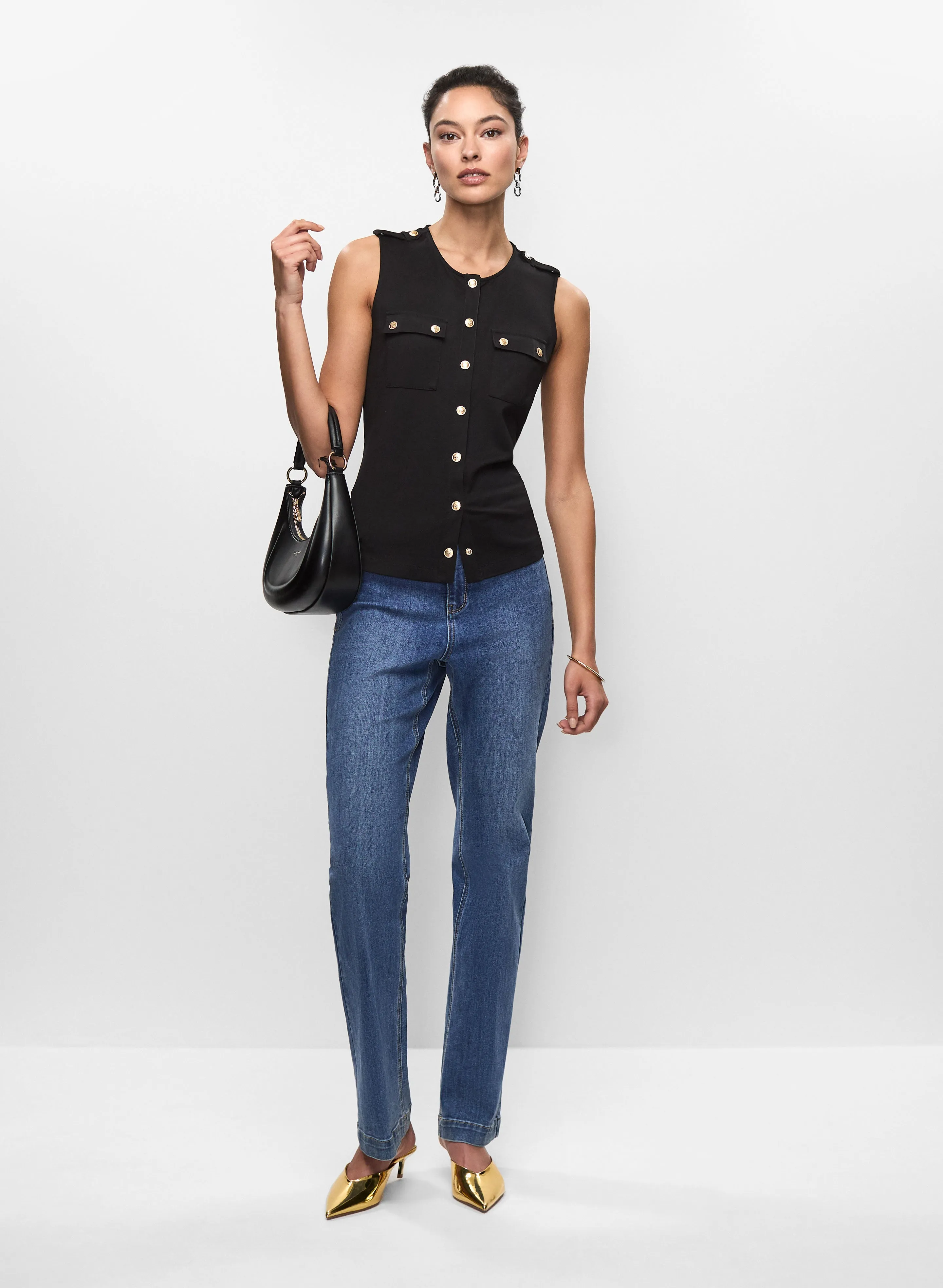 Satin Trim Top & Wide Leg Trouser Jeans sold by Melanie Lyne