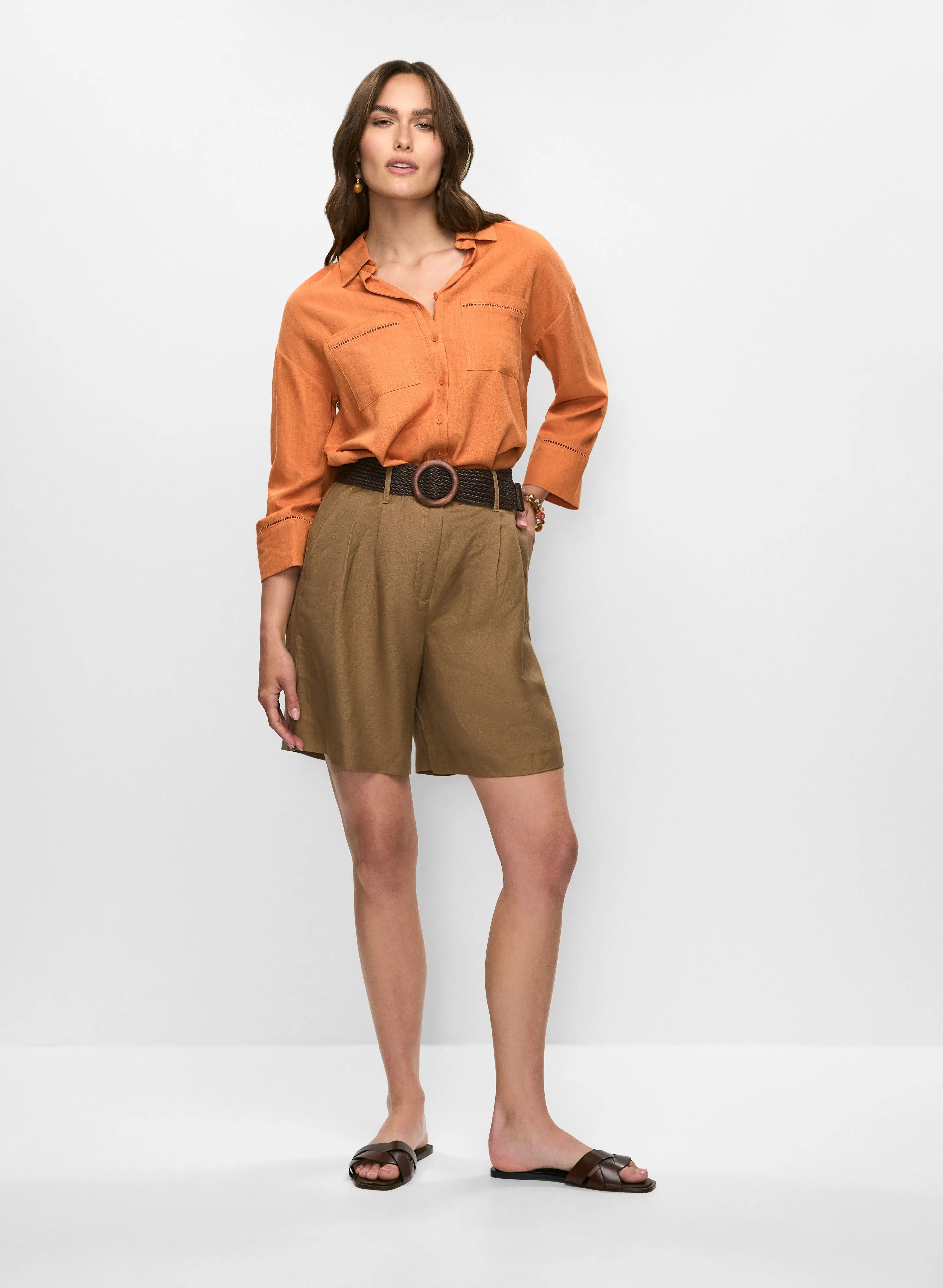 Linen-Blend Blouse & Belted Shorts sold by Melanie Lyne