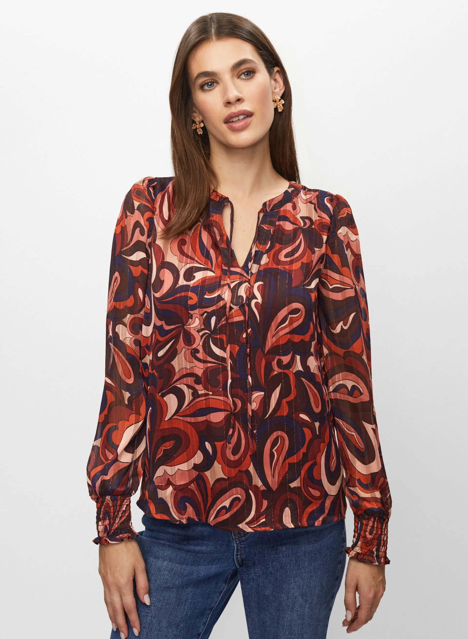 Floral Paisley Print Chiffon Top sold by Melanie Lyne product image thumbnail 5
