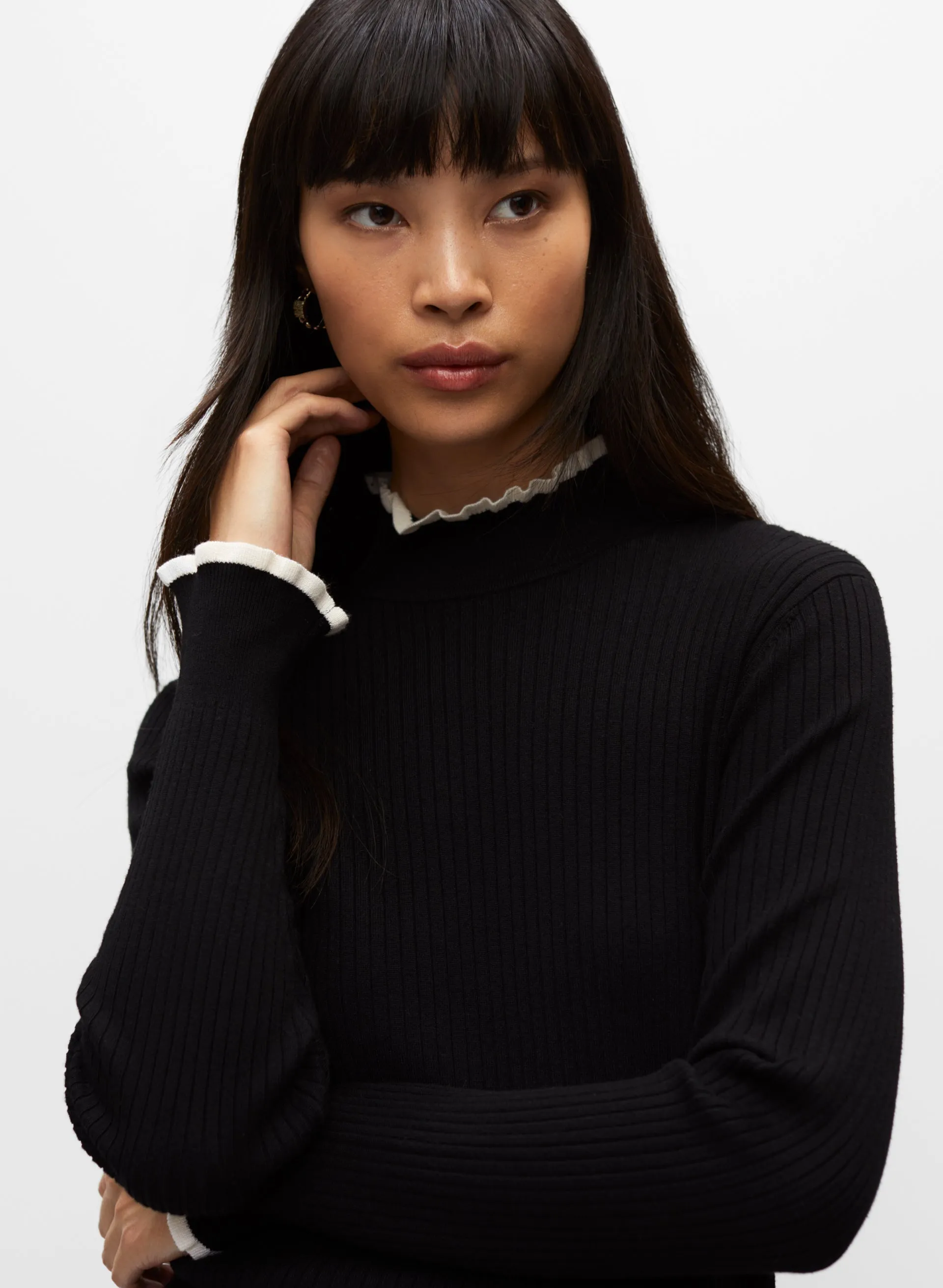 Essential Ruffle Contrast Trim Sweater sold by Melanie Lyne product image thumbnail 2