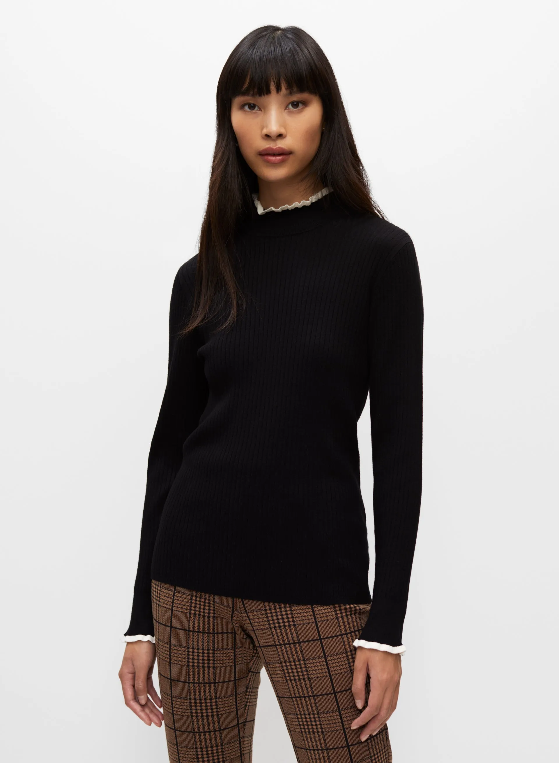 Essential Ruffle Contrast Trim Sweater sold by Melanie Lyne