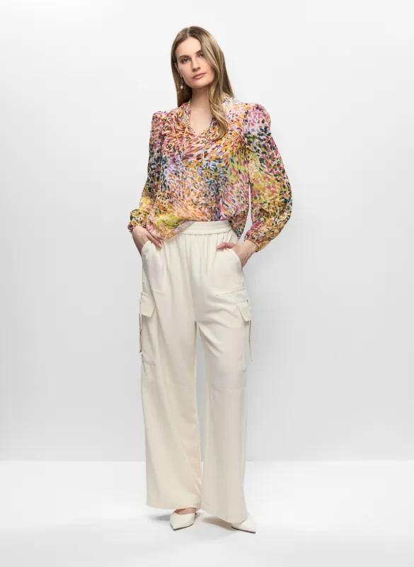 Abstract Print Blouse & Pull-On Cargo Pants sold by Melanie Lyne