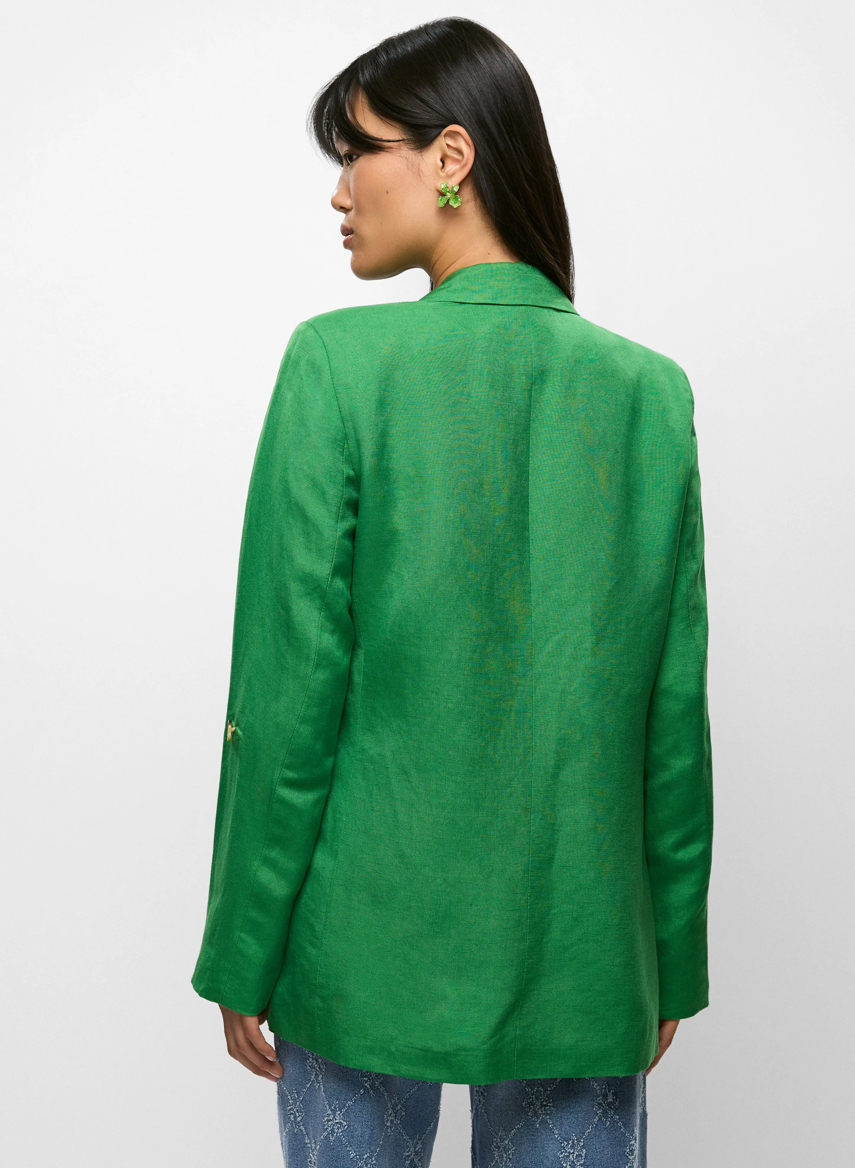 Rolled Sleeve Linen-Blend Blazer sold by Melanie Lyne product image thumbnail 4