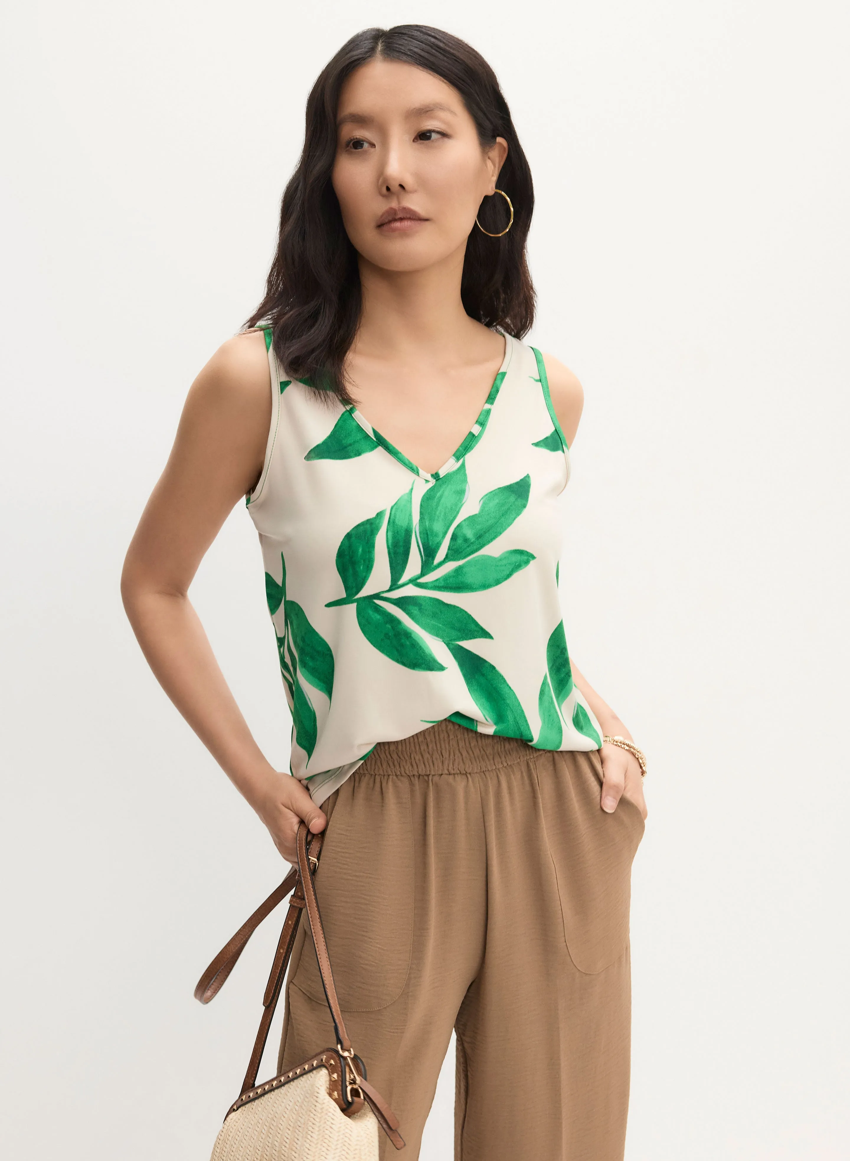 Sleeveless Leaf Print T-Shirt sold by Melanie Lyne