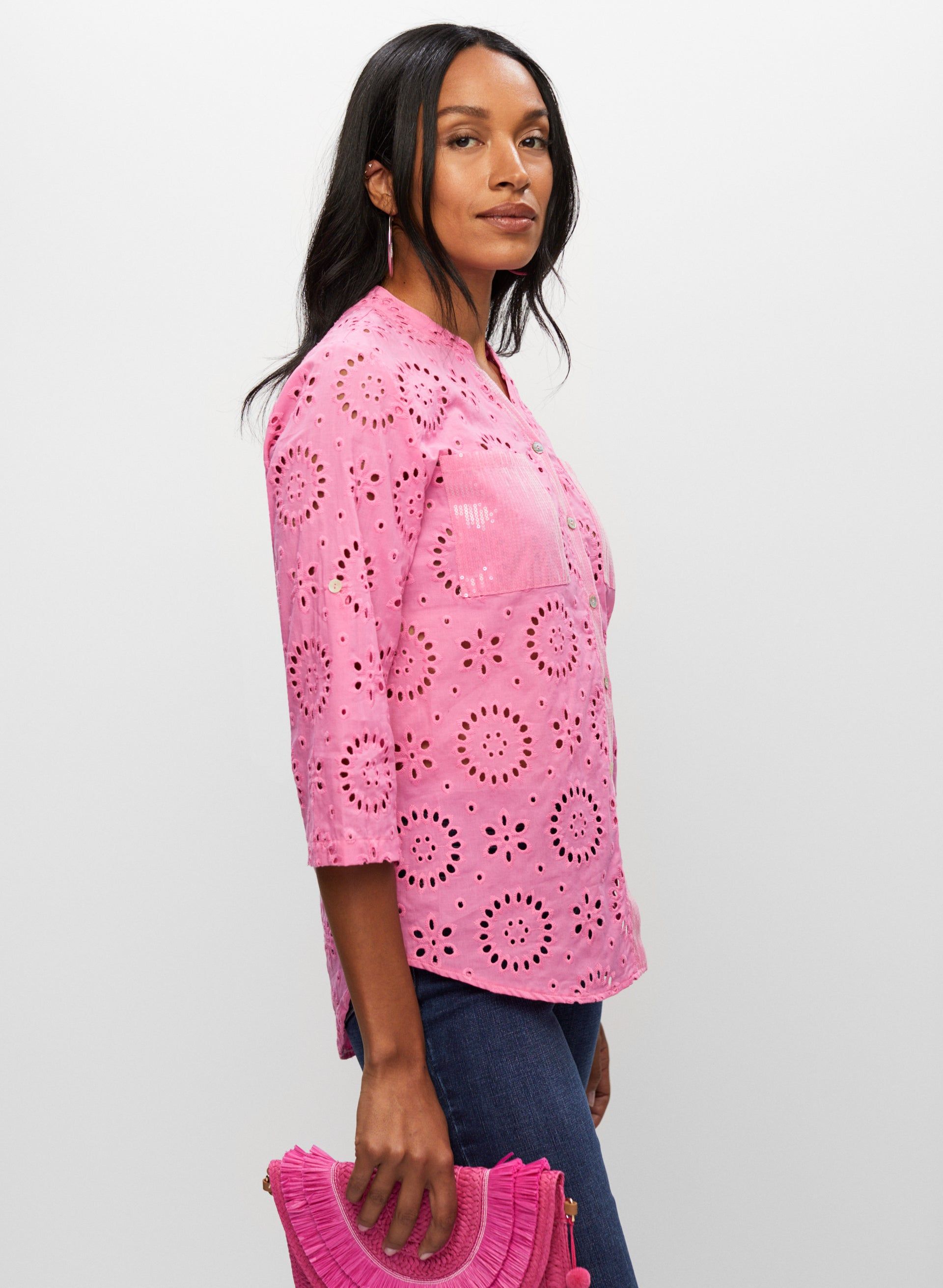 Sequin Pocket Eyelet Blouse sold by Melanie Lyne product image thumbnail 5