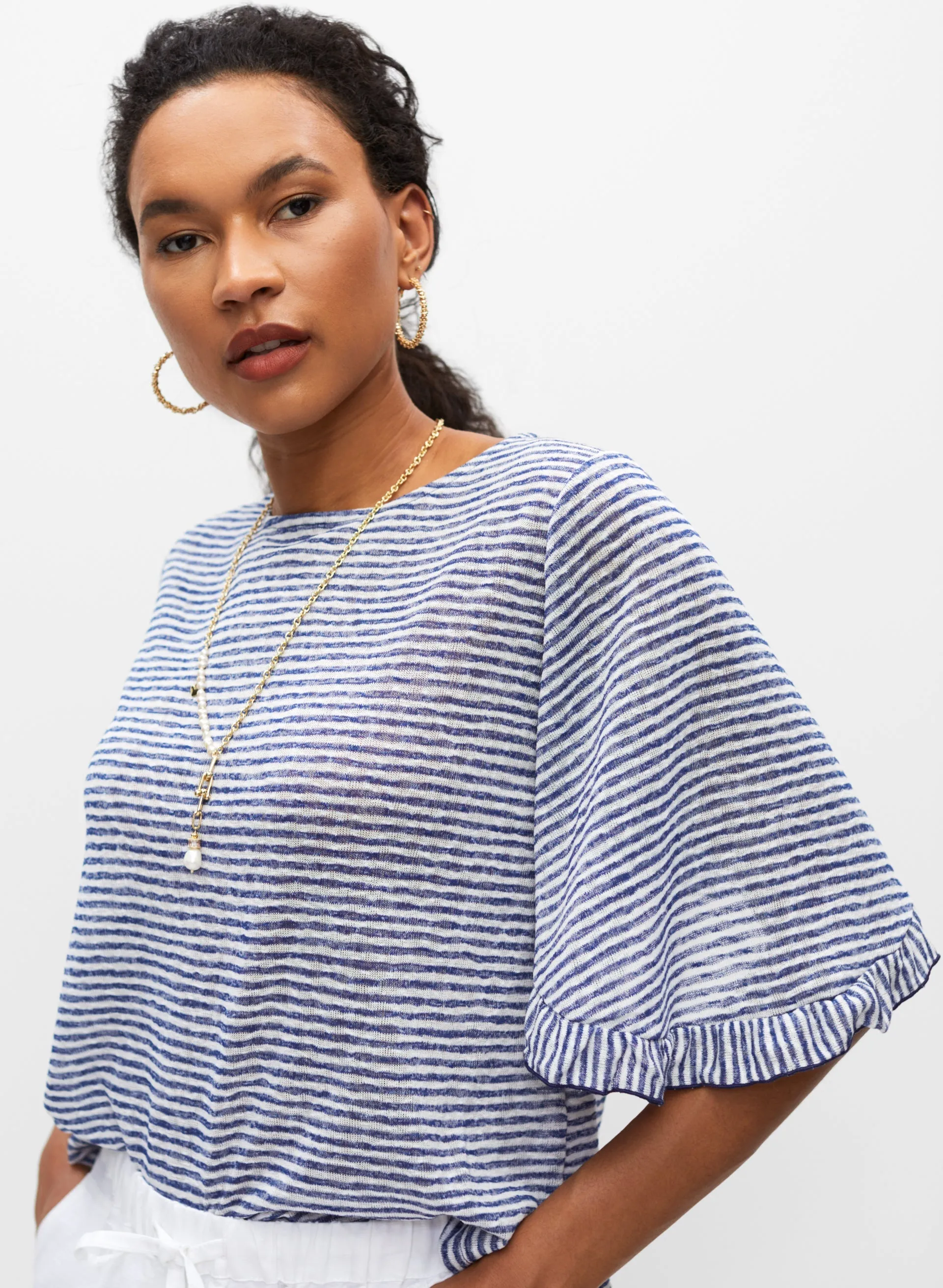 Striped Ruffle Sleeve Top sold by Melanie Lyne