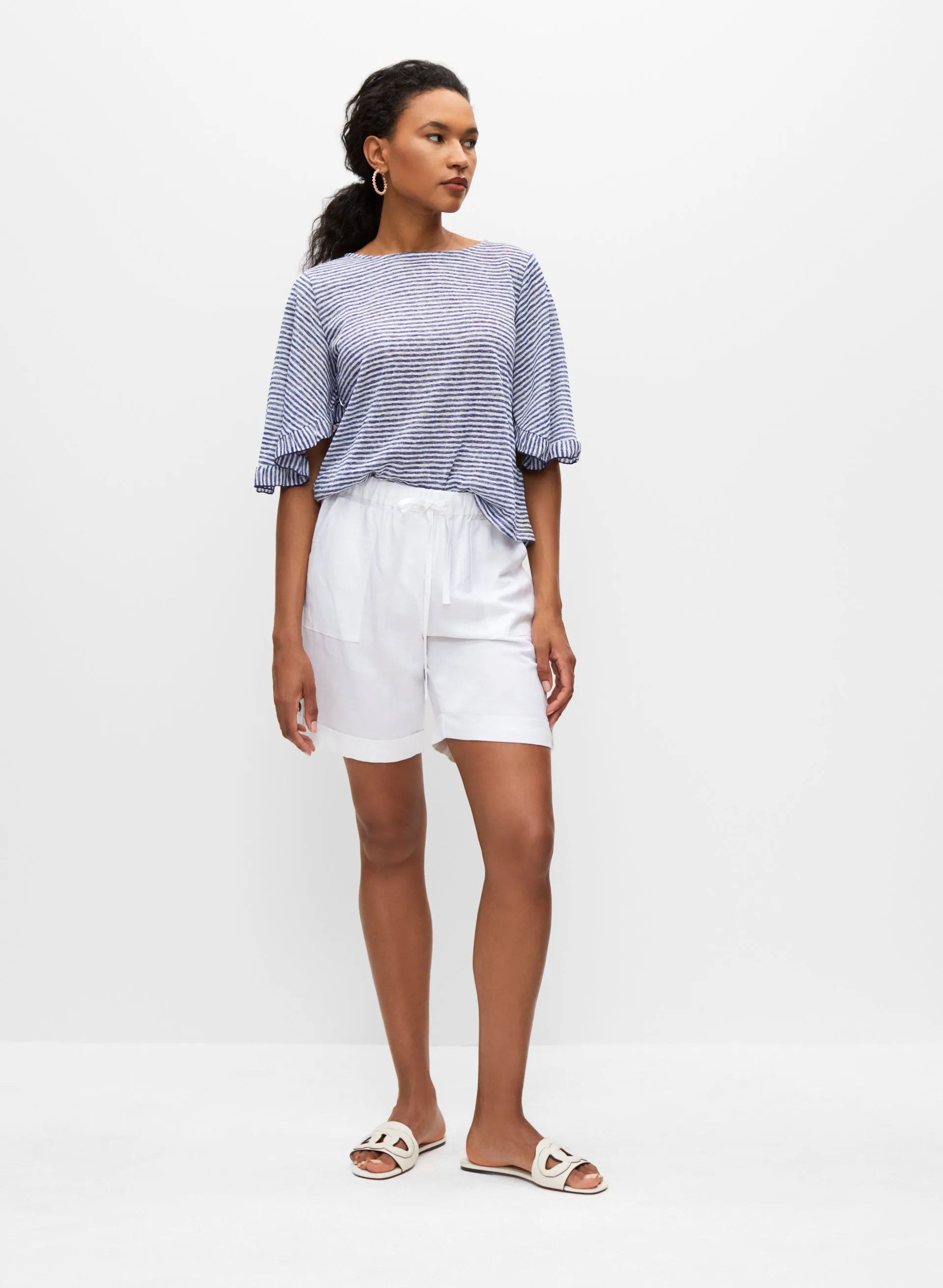 Striped Ruffle Sleeve Top sold by Melanie Lyne product image thumbnail 3