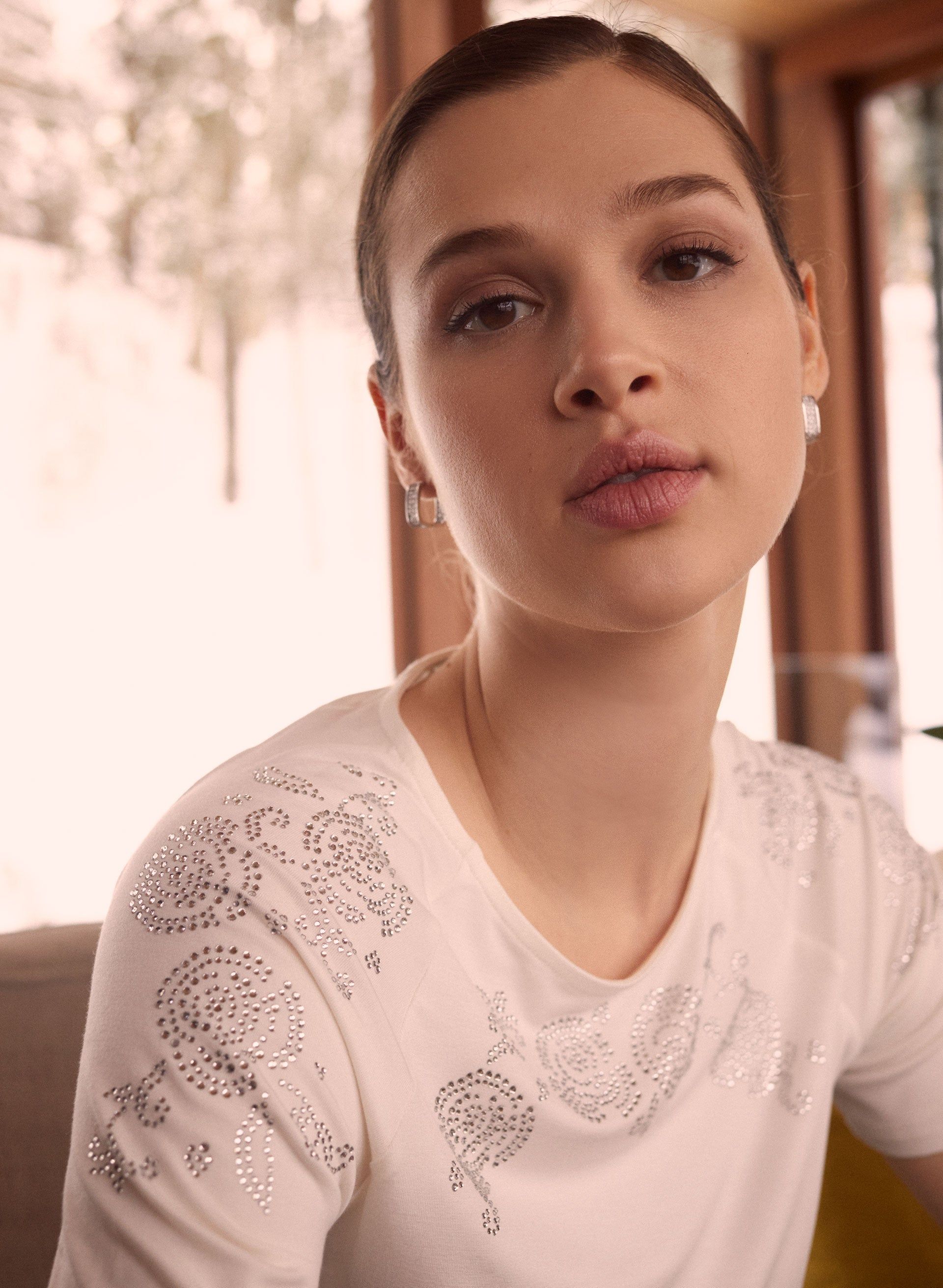 Rhinestone Rose Detail Tee sold by Melanie Lyne product image thumbnail 2