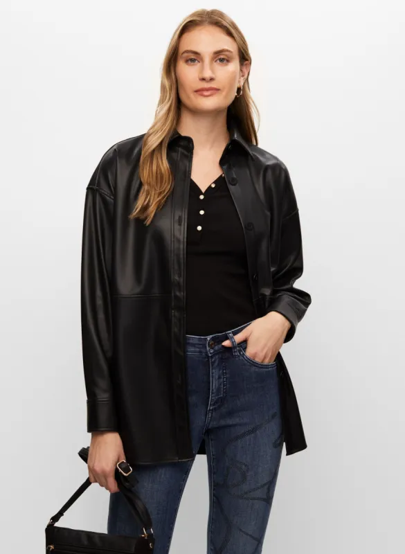 Joseph Ribkoff - Vegan Leather Overshirt Jacket sold by Melanie Lyne