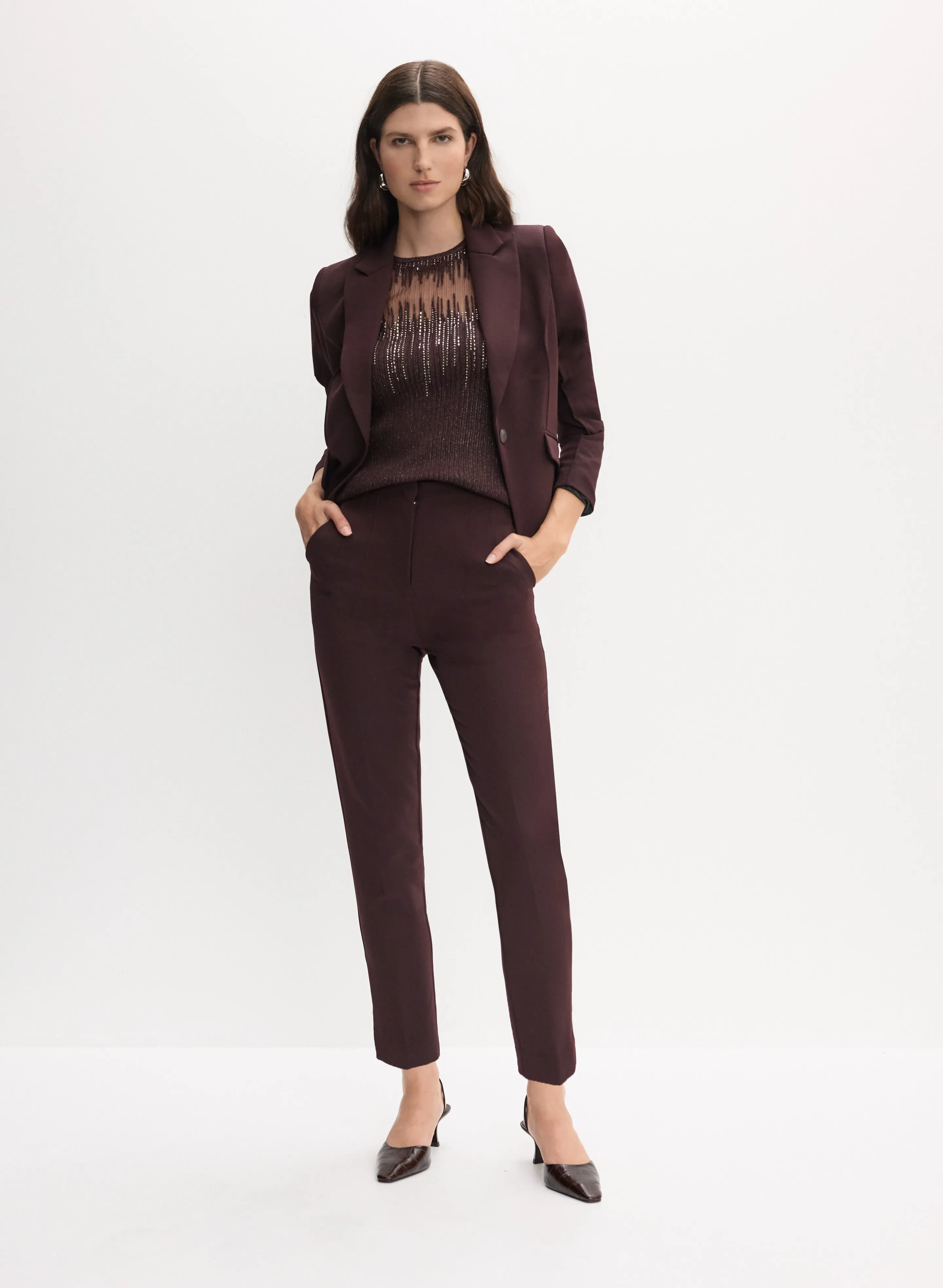 Single-Button Blazer & Slim Leg Pants sold by Melanie Lyne