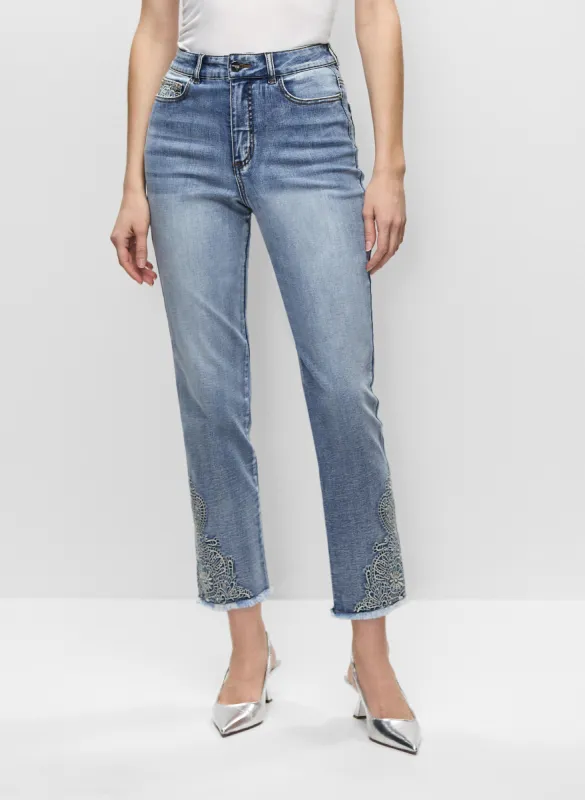 Floral Embellished Slim Leg Jeans sold by Melanie Lyne