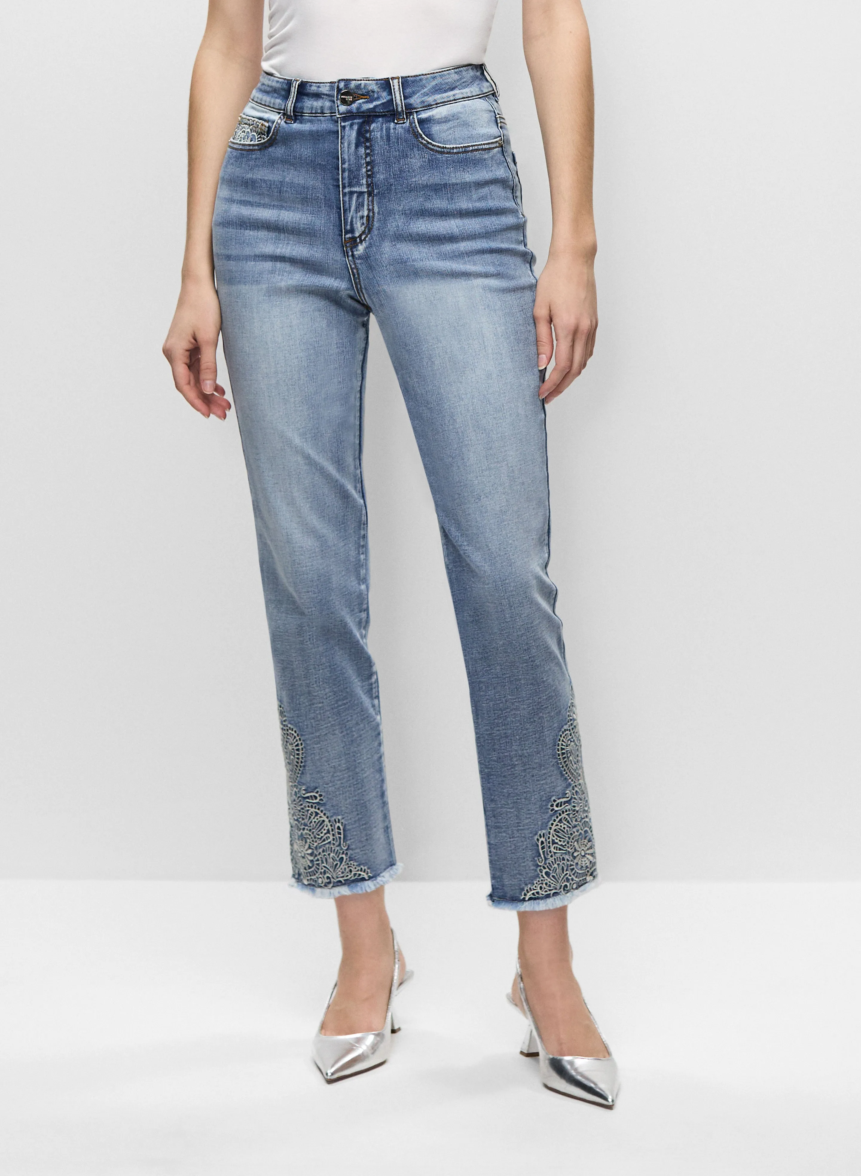 Floral Embellished Slim Leg Jeans sold by Melanie Lyne