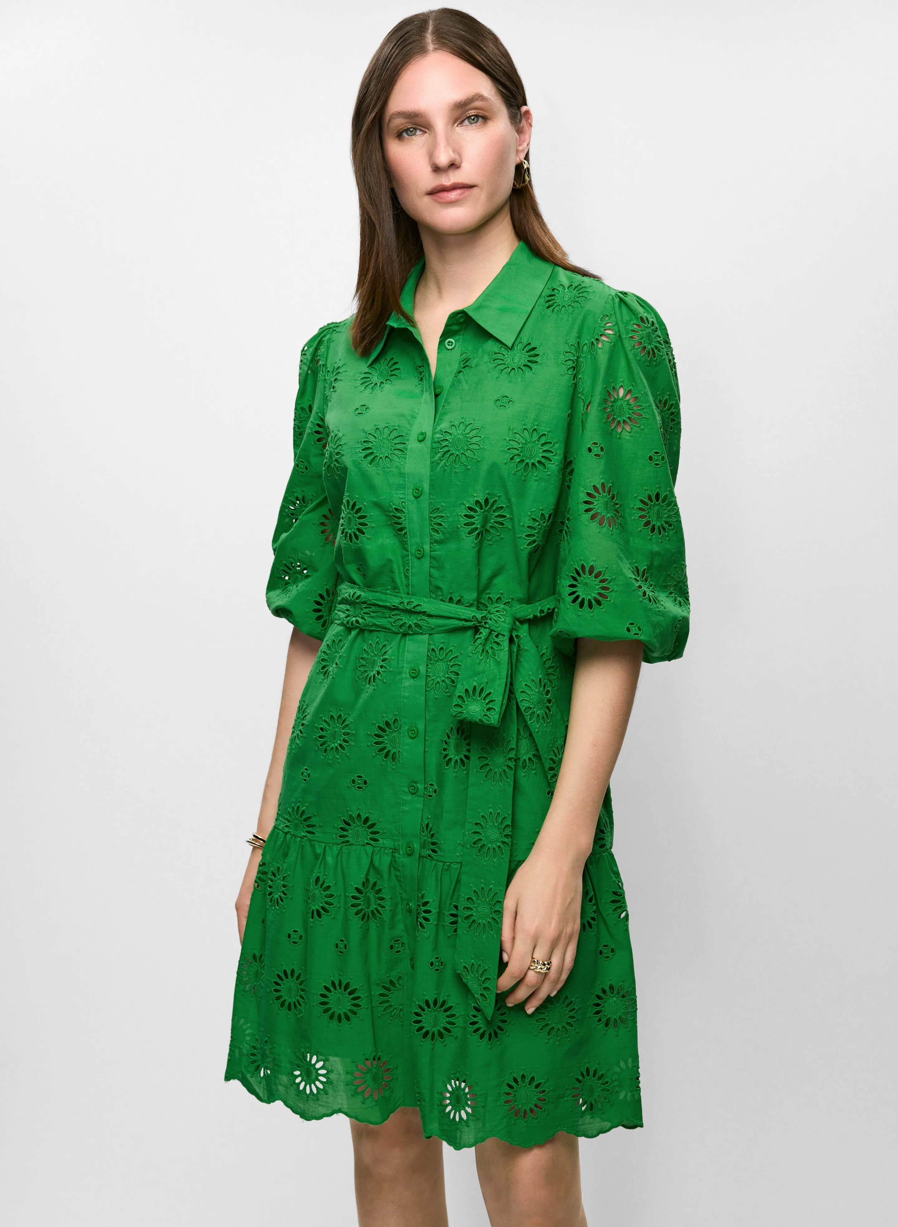 Eyelet Embroidered Shirt Dress sold by Melanie Lyne product image thumbnail 3