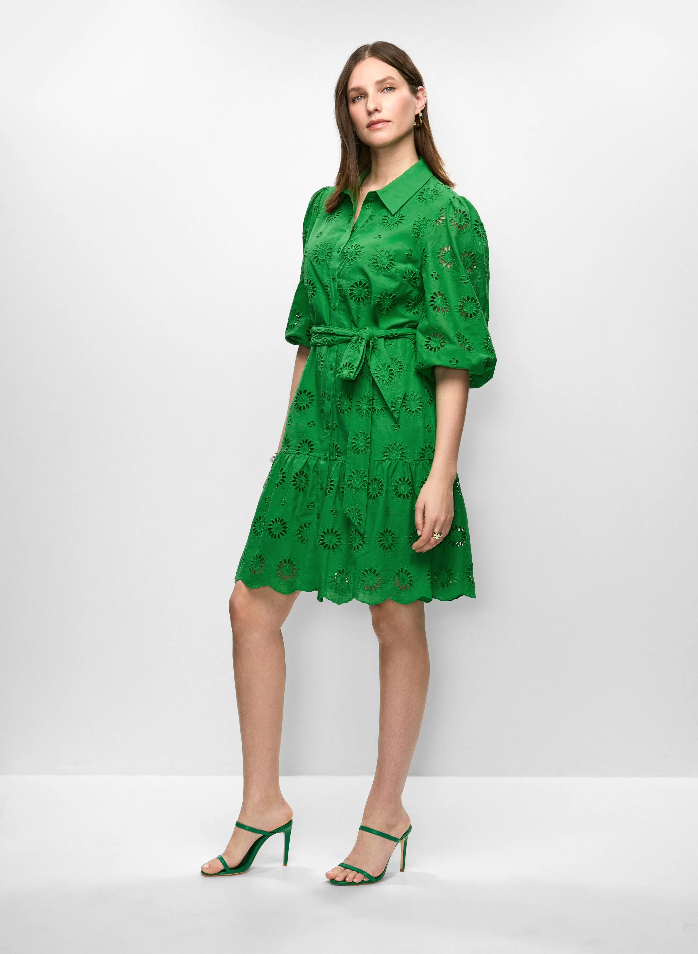 Eyelet Embroidered Shirt Dress sold by Melanie Lyne product image thumbnail 4