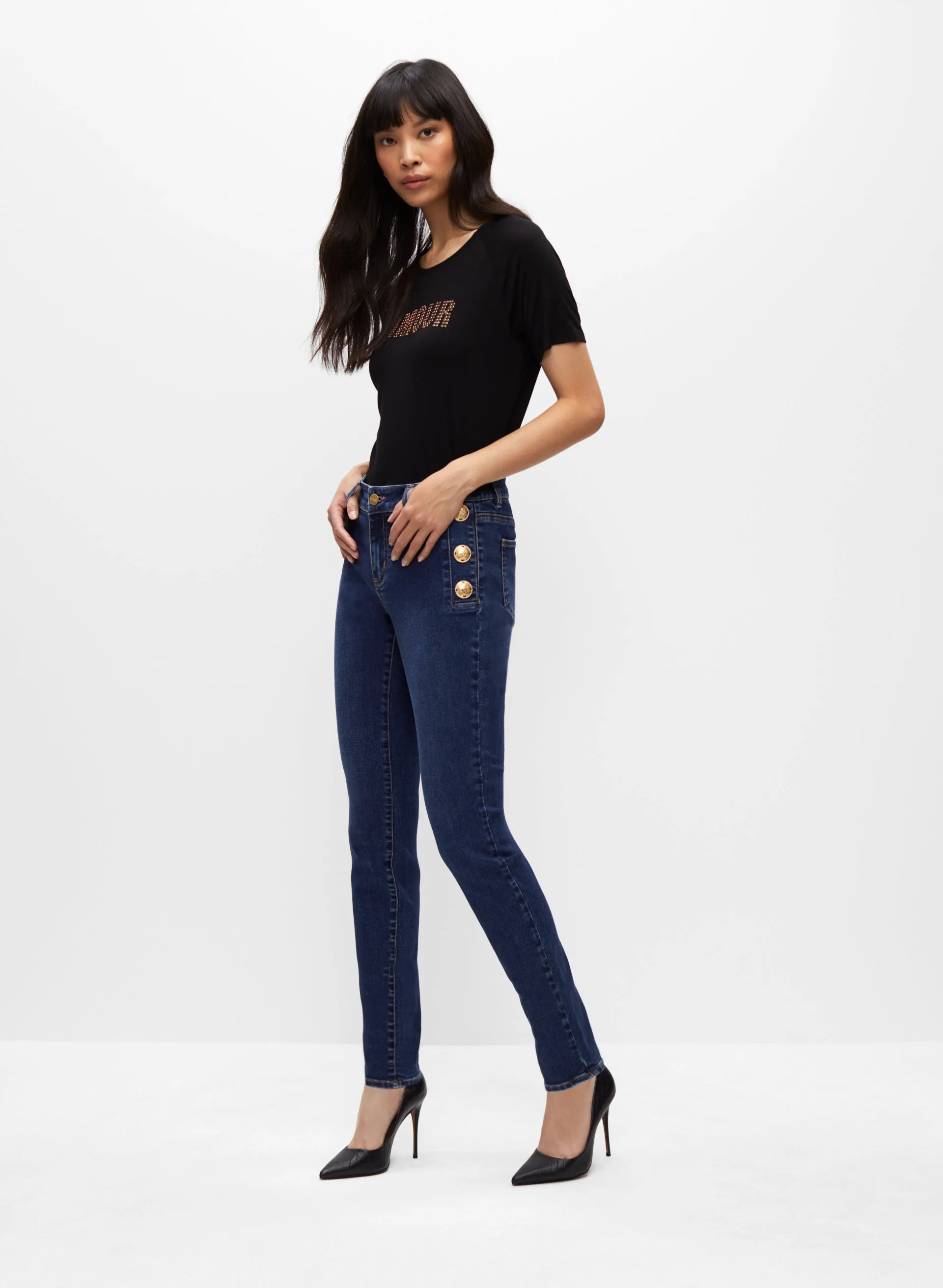Button Detail Slim Leg Jeans sold by Melanie Lyne product image thumbnail 3