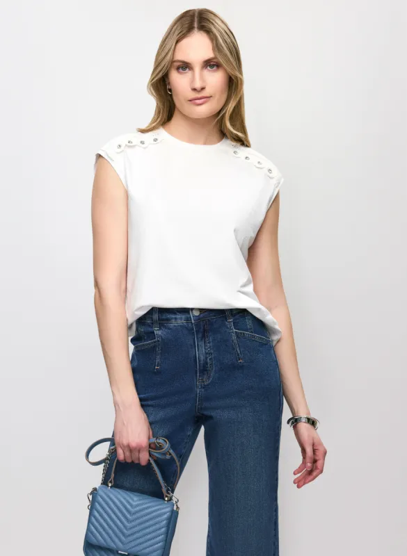 Crotchet Detail Short Sleeve Top sold by Melanie Lyne