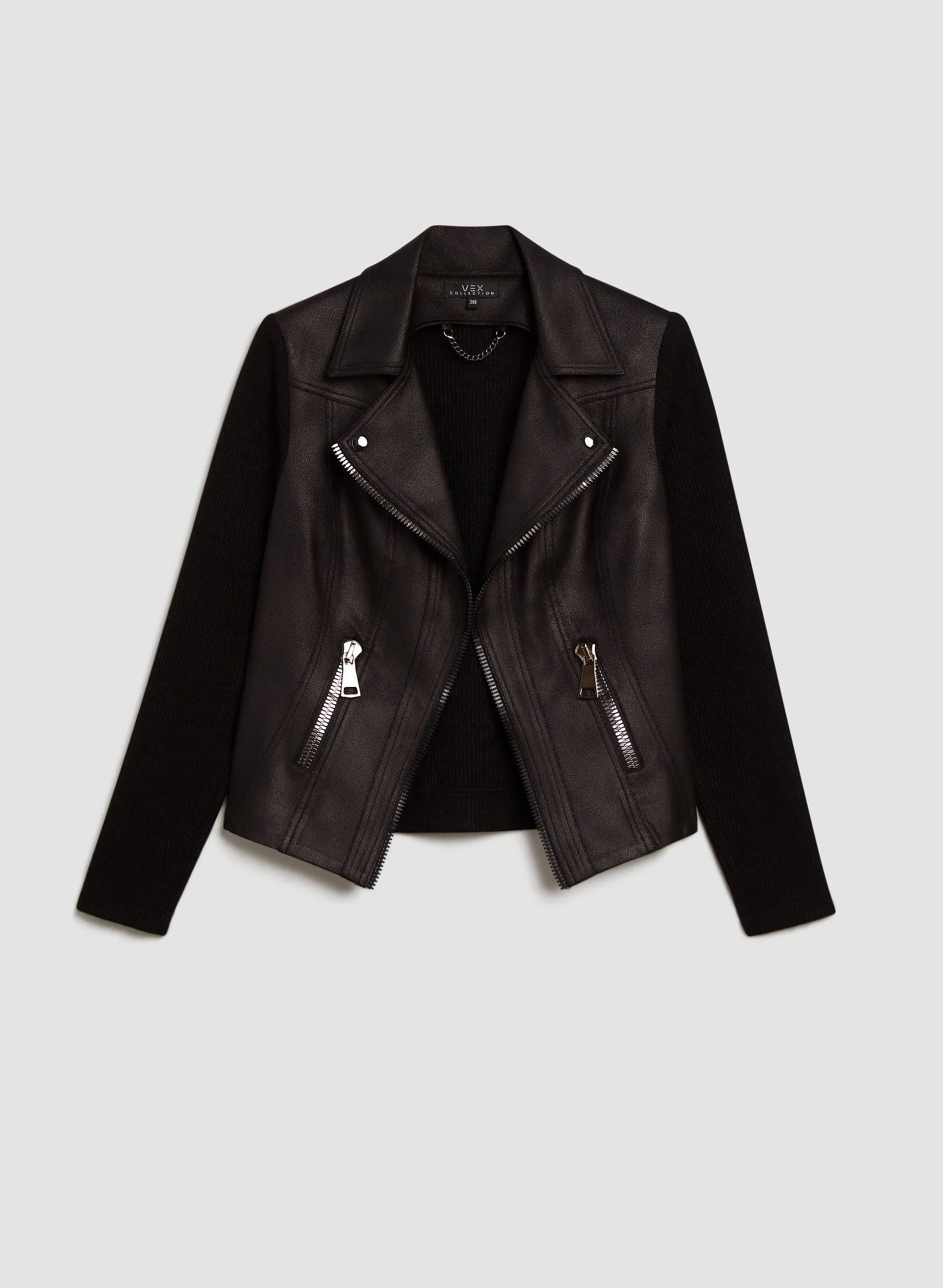 Vex - Knit Sleeves Zipper Detail Jacket sold by Melanie Lyne product image thumbnail 5