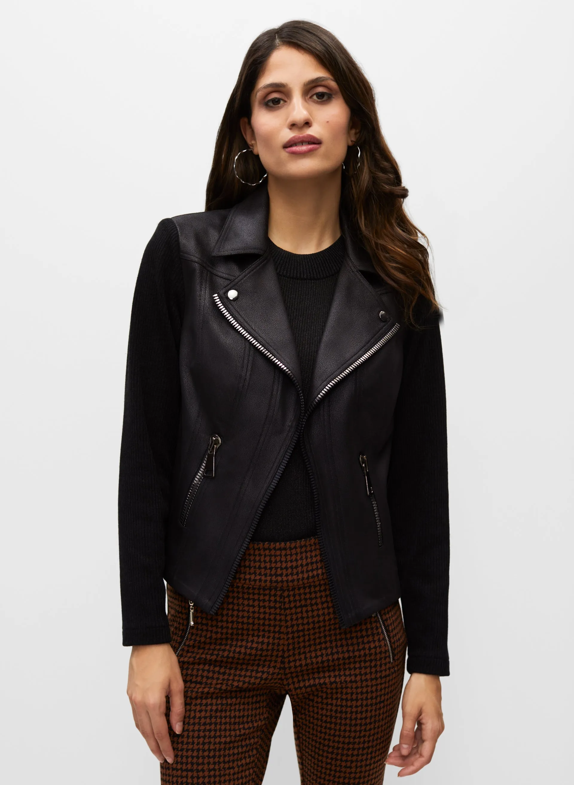 Vex - Knit Sleeves Zipper Detail Jacket sold by Melanie Lyne product image thumbnail 3