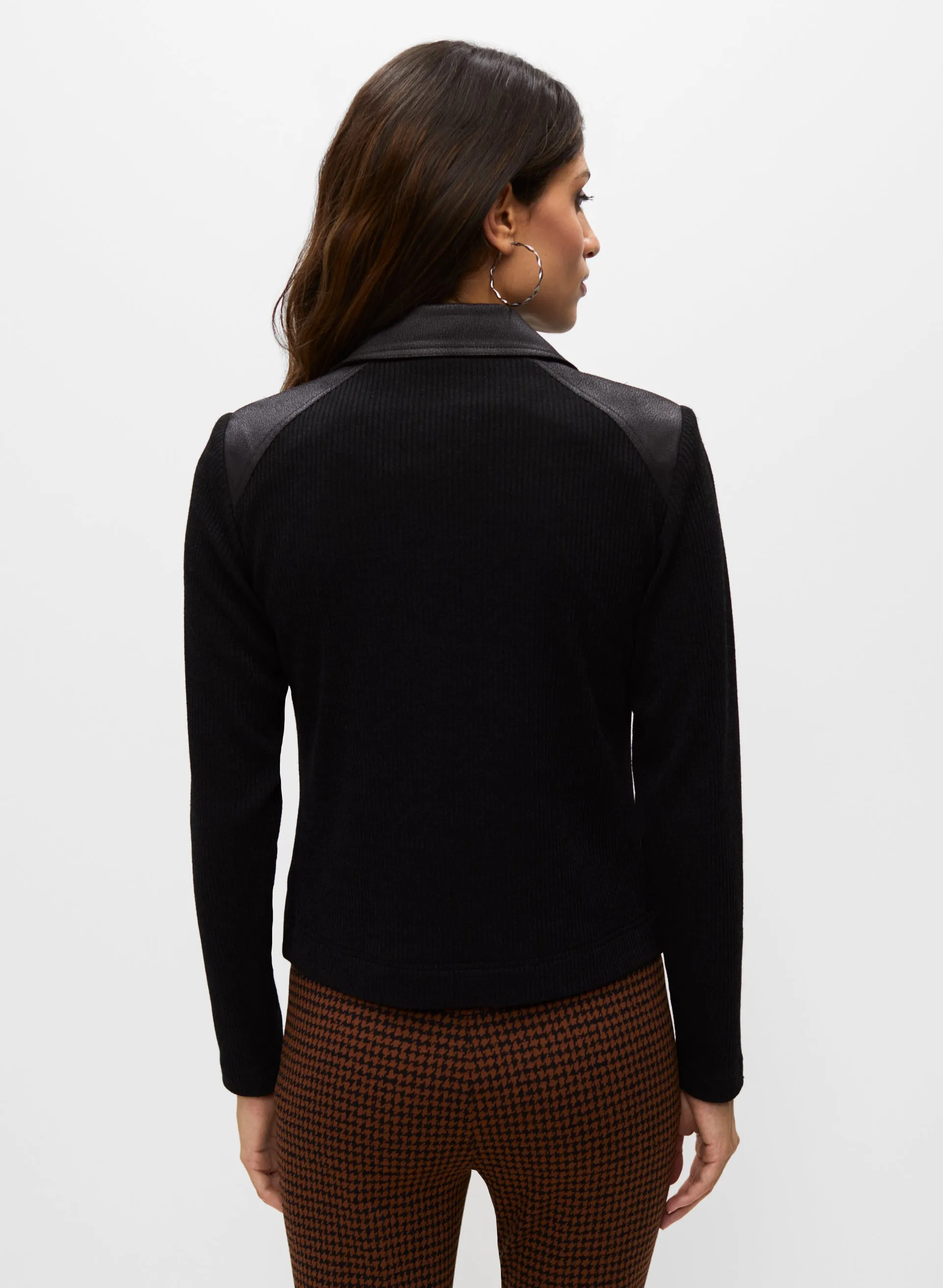 Vex - Knit Sleeves Zipper Detail Jacket sold by Melanie Lyne product image thumbnail 2