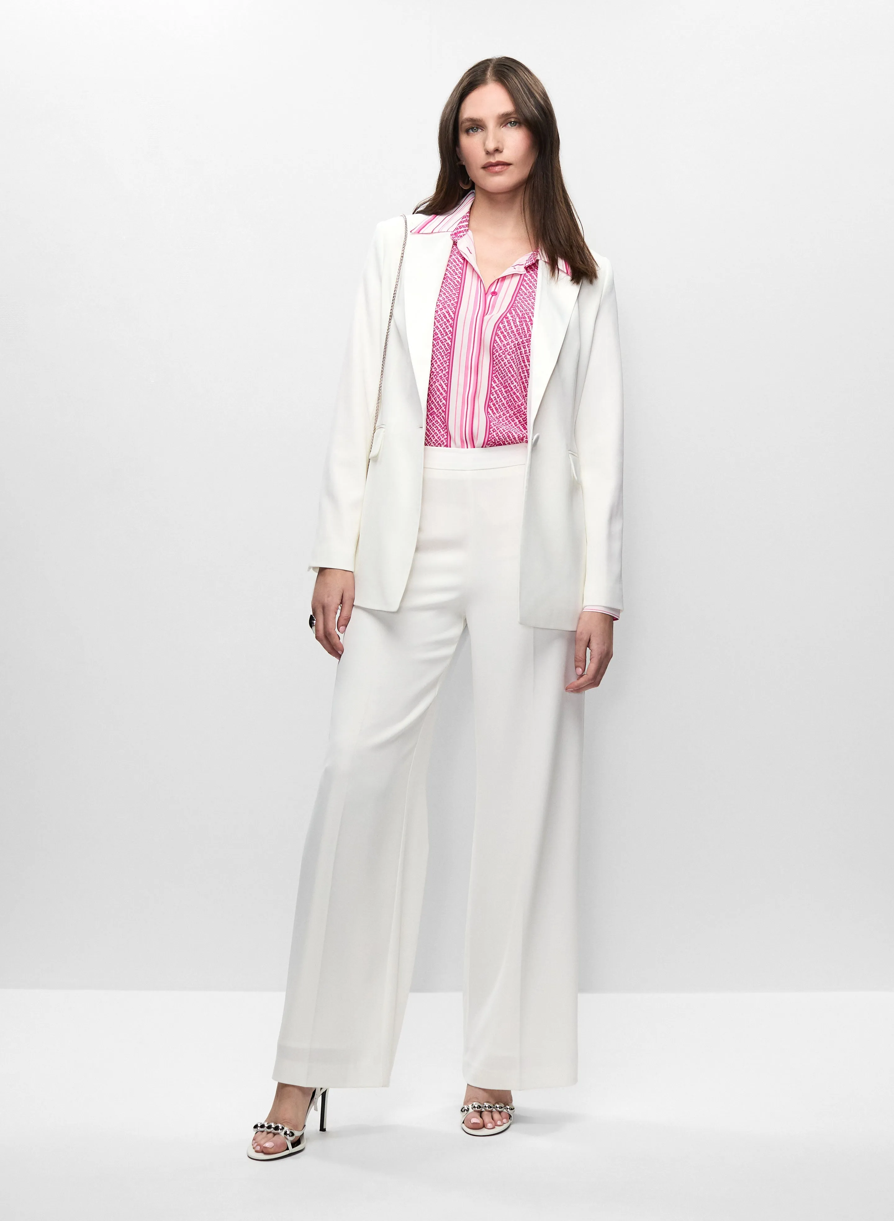 Satin Lapel Jacket, Printed Blouse & Satin Waist Pants sold by Melanie Lyne