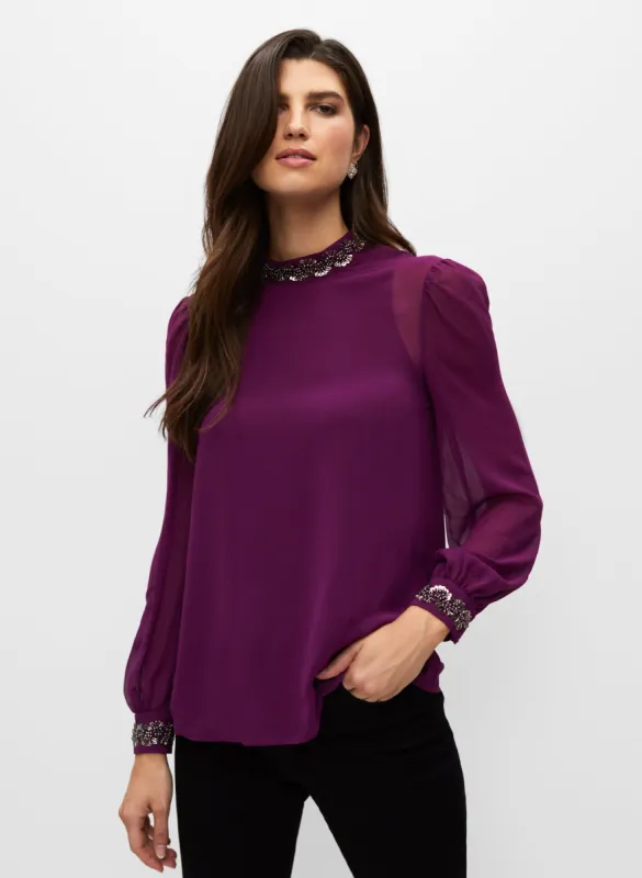 Jewel Trim Chiffon Blouse sold by Melanie Lyne