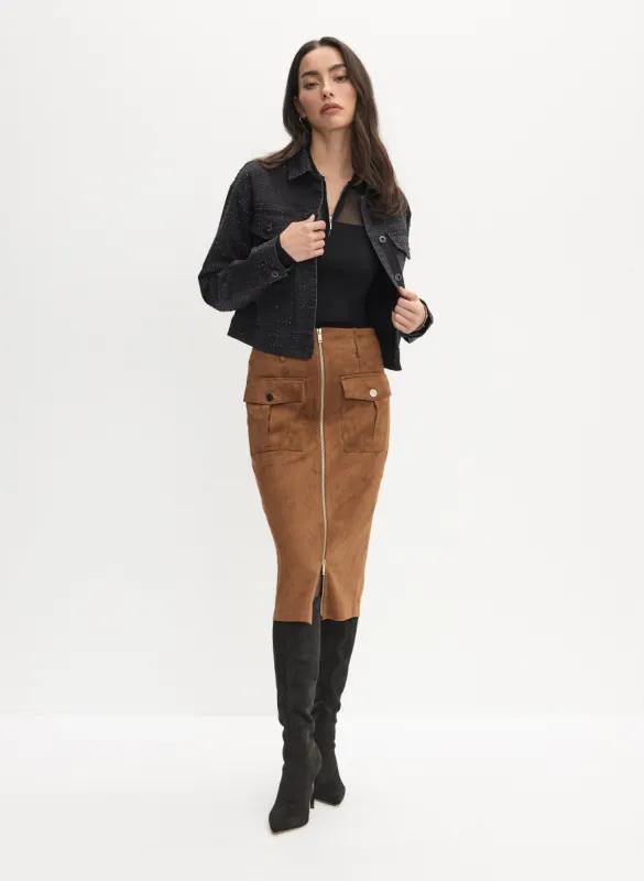 Denim Jacket & Faux Suede Skirt sold by Melanie Lyne