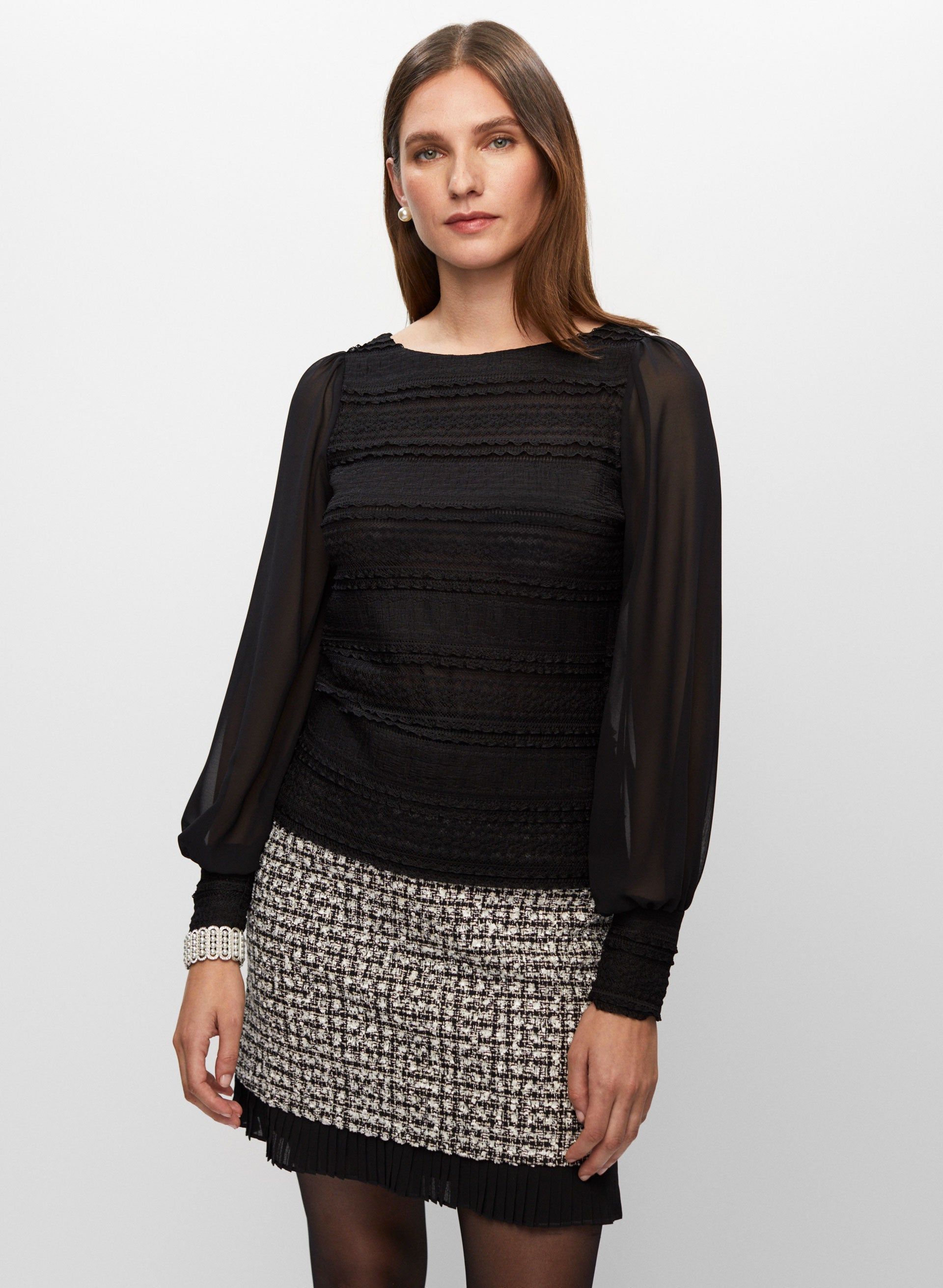 Ruffle Lace Long Sleeve Top sold by Melanie Lyne product image thumbnail 5