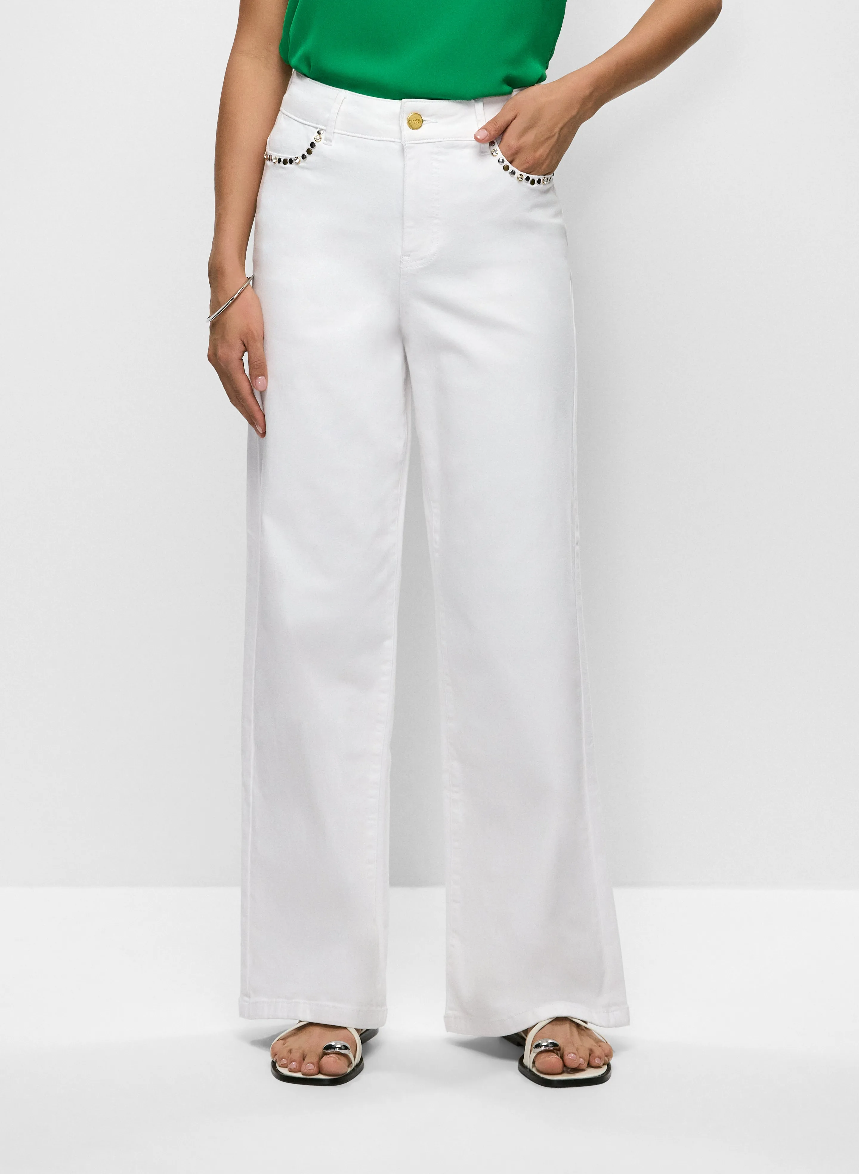 Rhinestone Wide Leg Jeans sold by Melanie Lyne