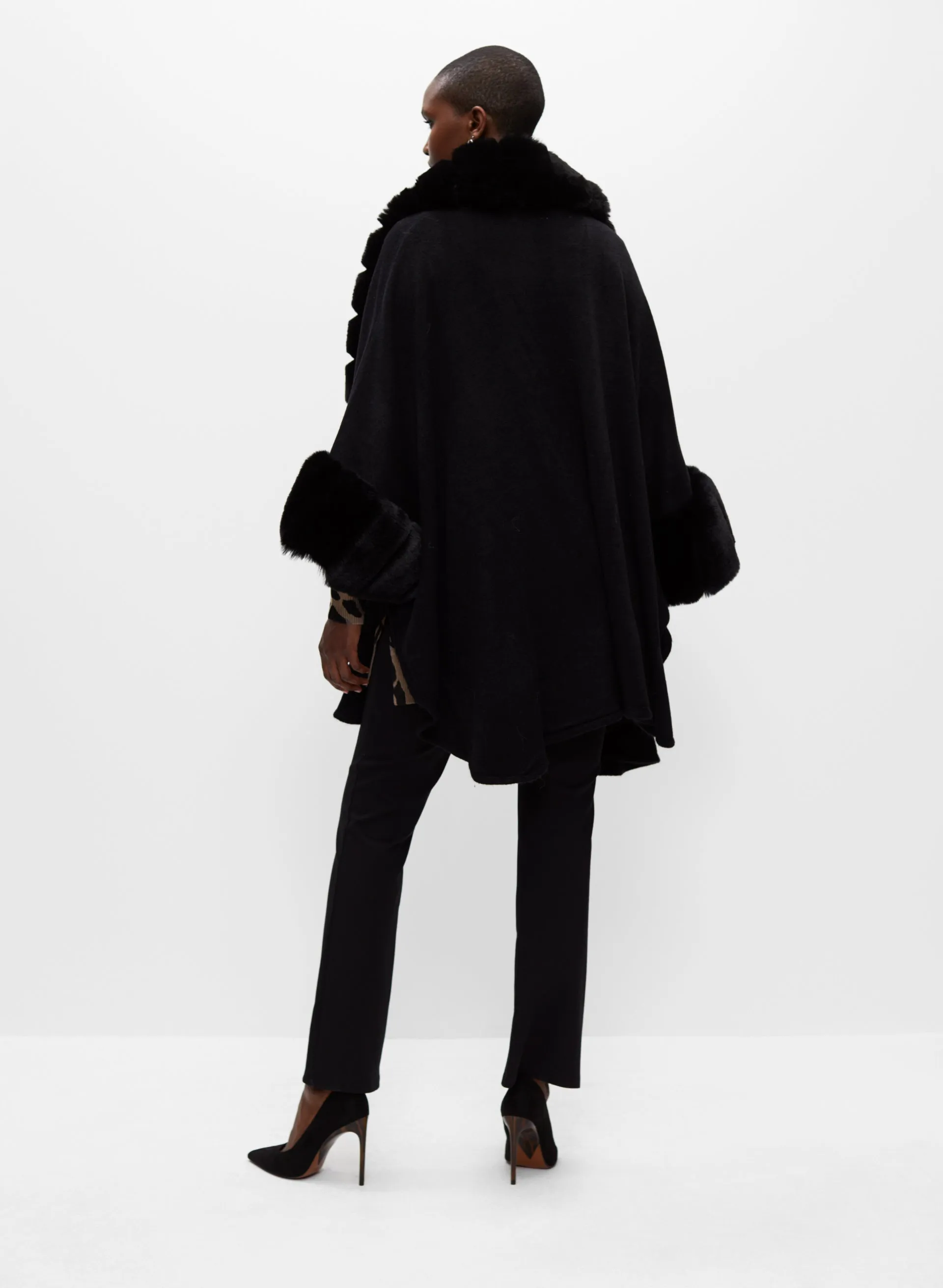 Faux Fur Trim Poncho sold by Melanie Lyne product image thumbnail 3