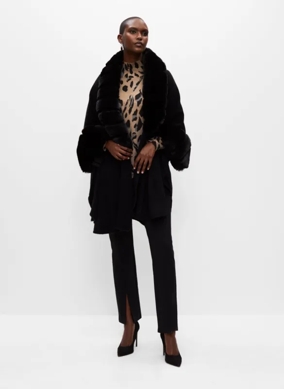 Faux Fur Trim Poncho sold by Melanie Lyne