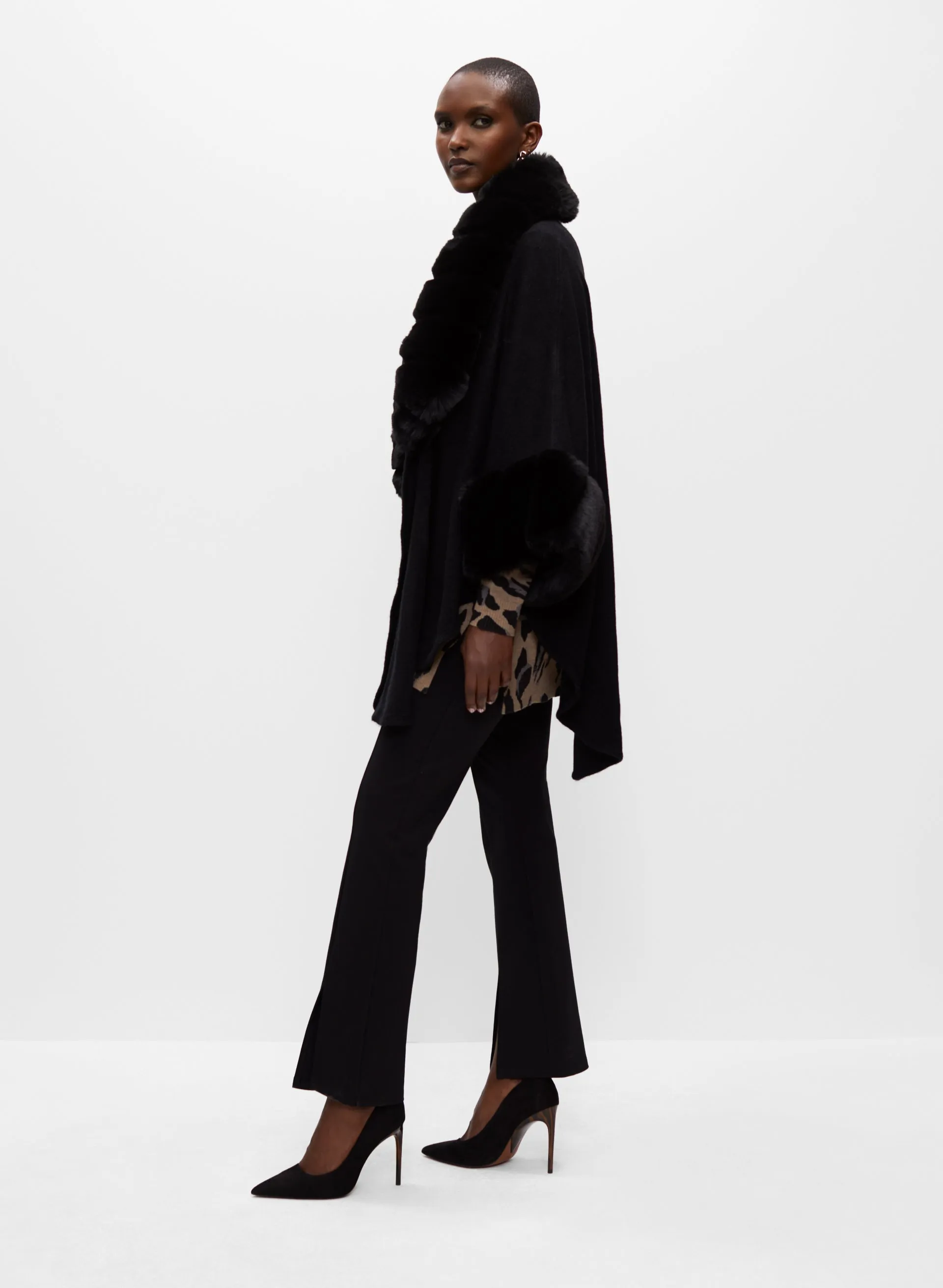 Faux Fur Trim Poncho sold by Melanie Lyne product image thumbnail 2