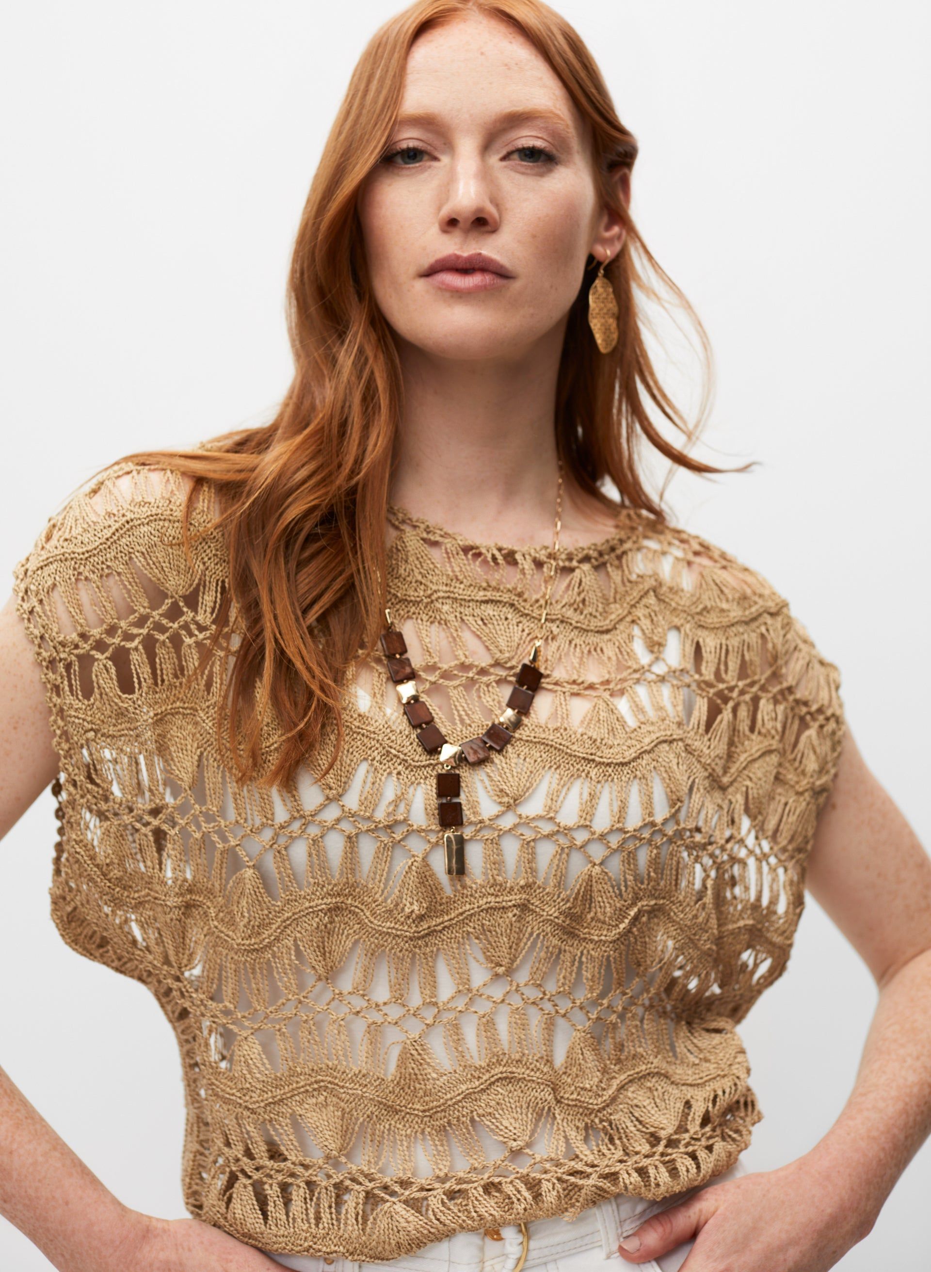 Macramé Crochet Open Weave Sweater sold by Melanie Lyne product image thumbnail 2