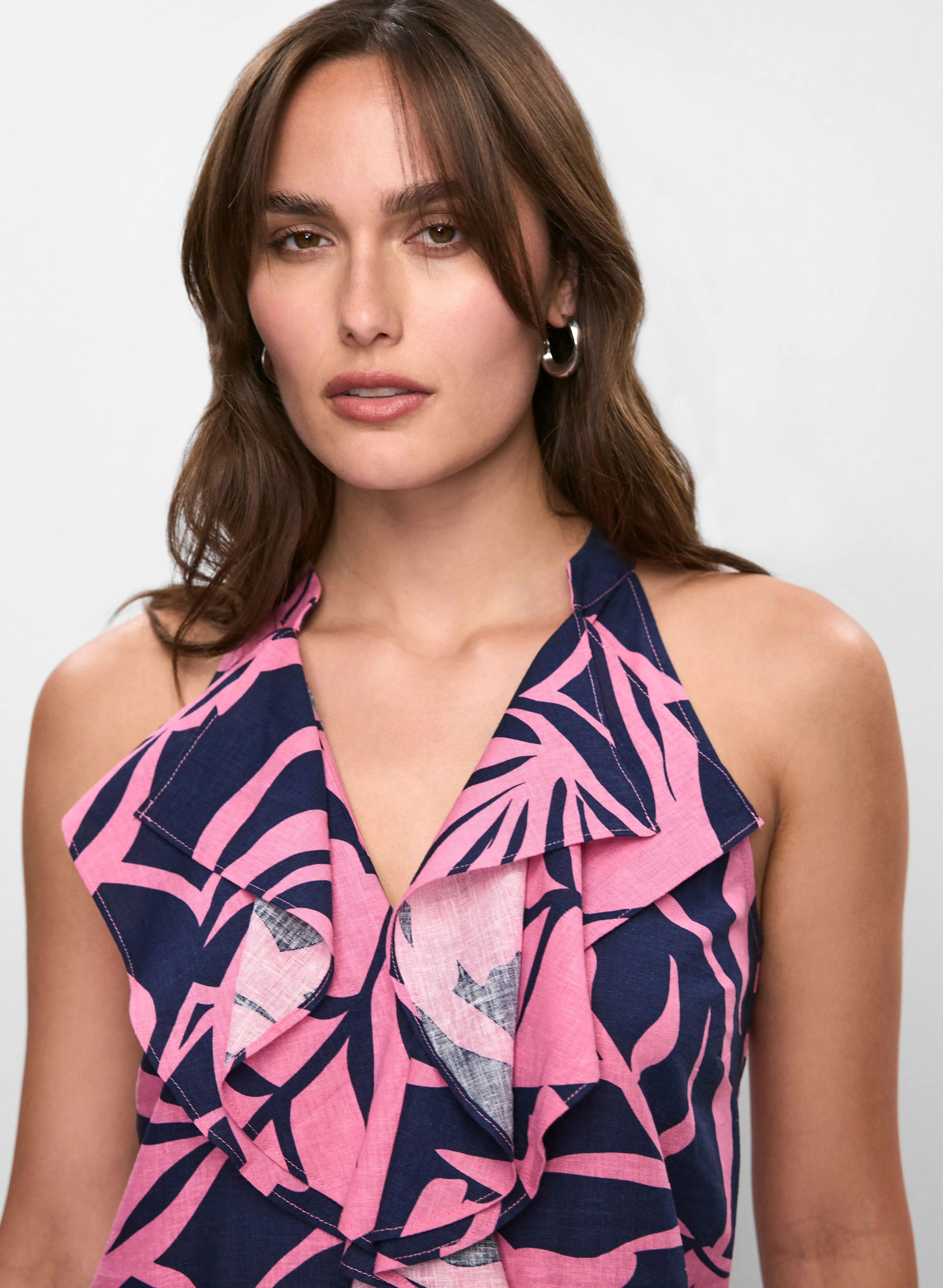 Ruffled Floral Linen Blouse sold by Melanie Lyne product image thumbnail 2