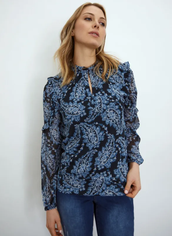 Paisley Print Ruffle Blouse sold by Melanie Lyne